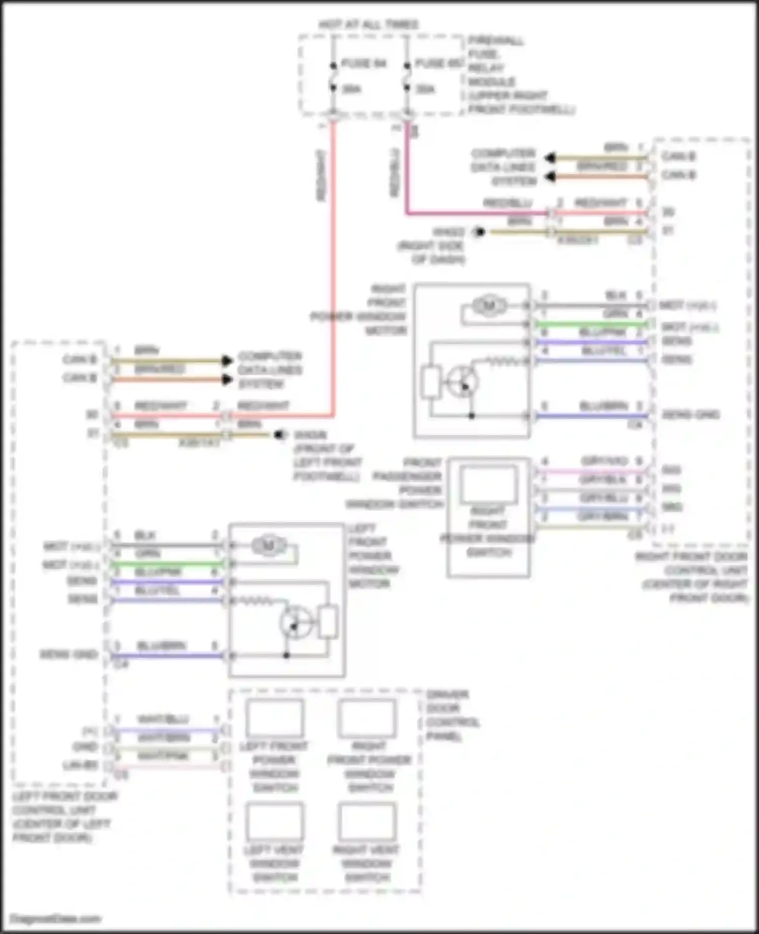 Wiring diagram left front power window motor for Mercedes-Benz Vito W447 facelift (2018-2024) (1 of 1)