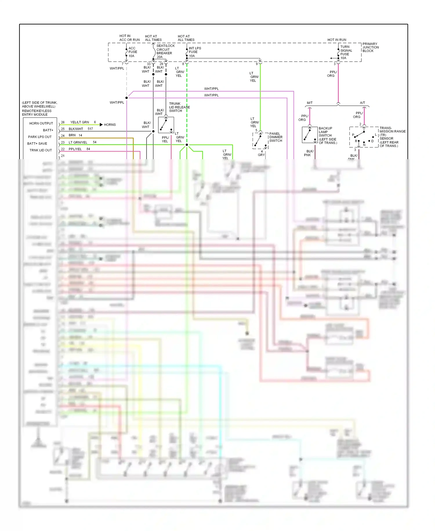Wiring diagram batt + for Mercury Cougar VII (1989-1997) (1 of 1)