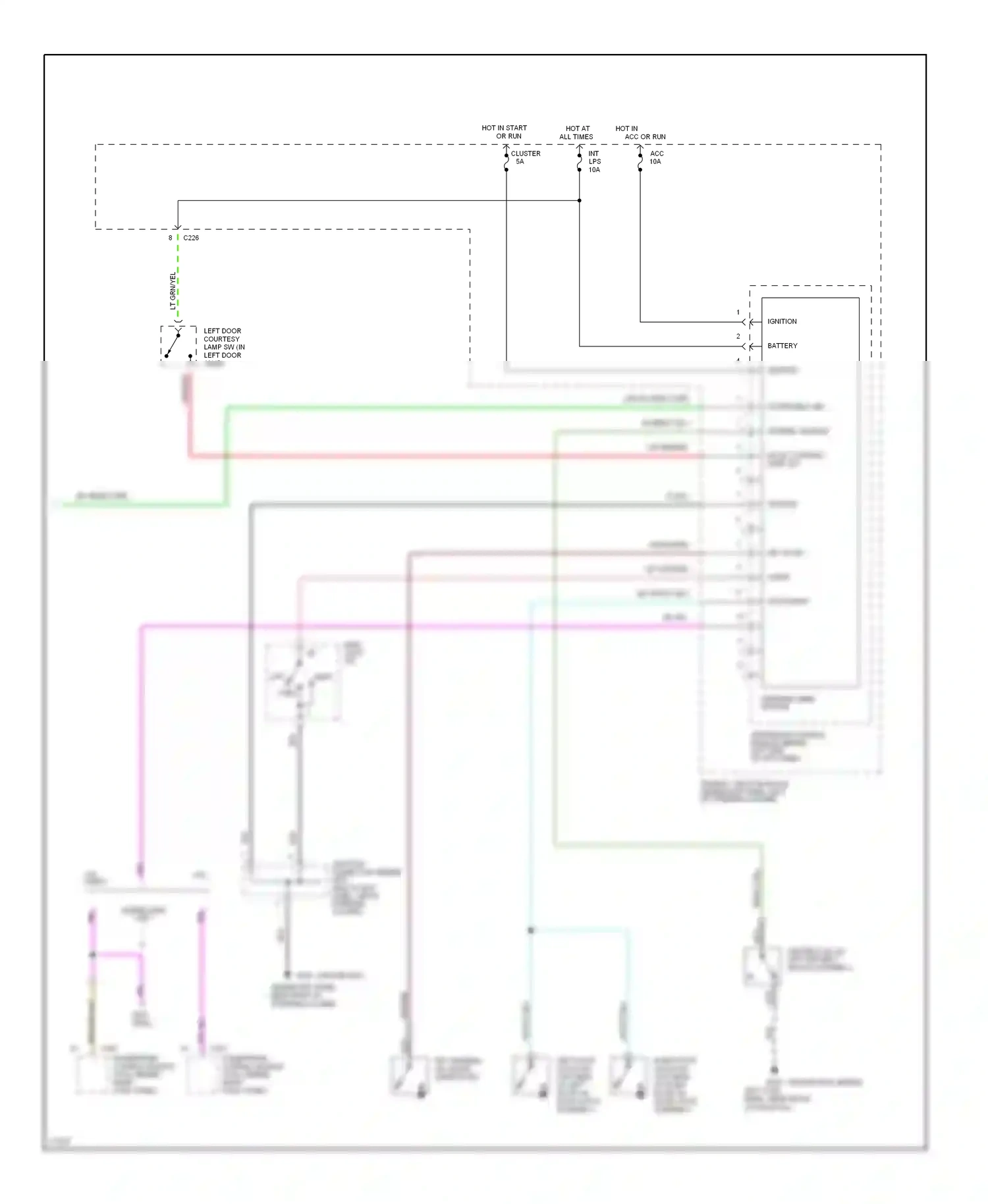 Wiring diagram door input for Mercury Cougar VII (1989-1997) (1 of 2)