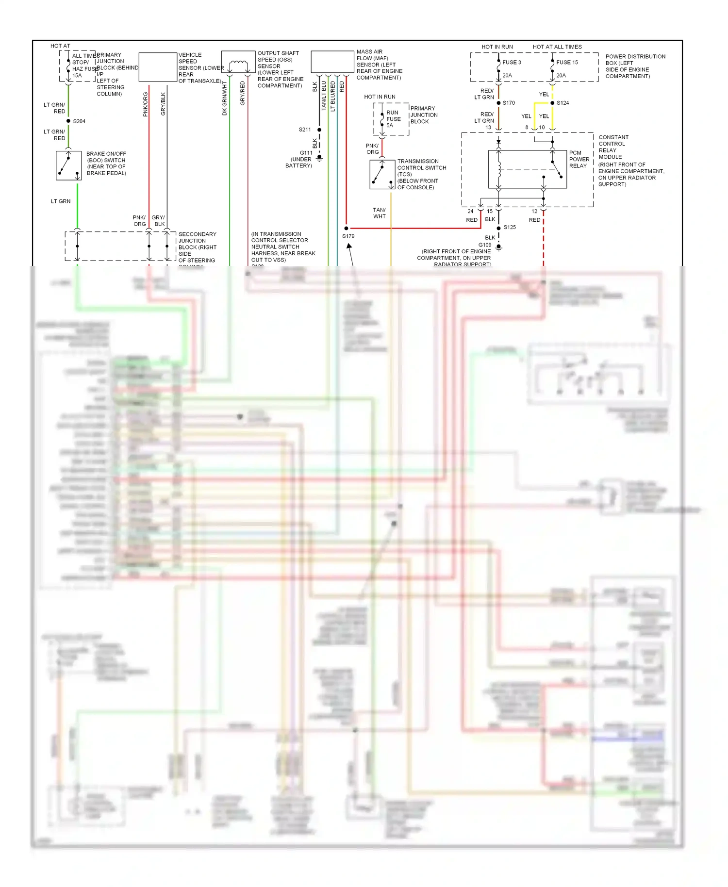 Mercury Cougar VII (1989-1997) engine coolant temperature (ect) sensor (upper left side of engine) wiring diagram  (1 of 2)