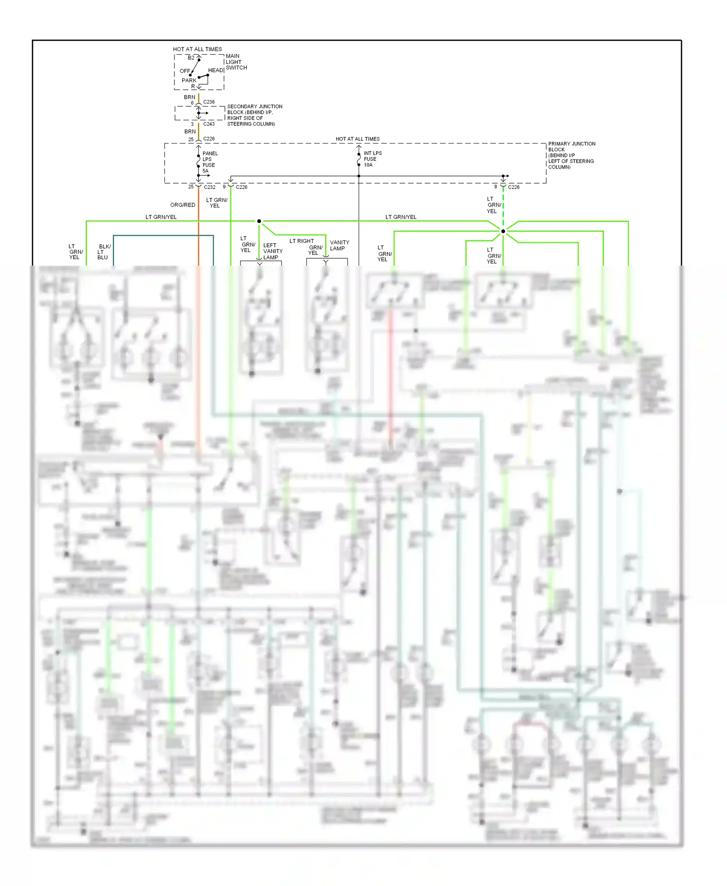 Wiring diagram (except for Mercury Cougar VII (1989-1997) (2 of 2)