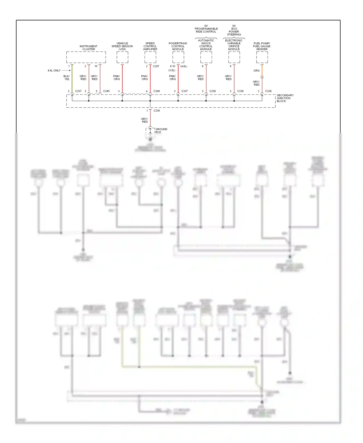 Wiring diagram keyless entry keypad switch assembly for Mercury Cougar VII (1989-1997) (1 of 2)