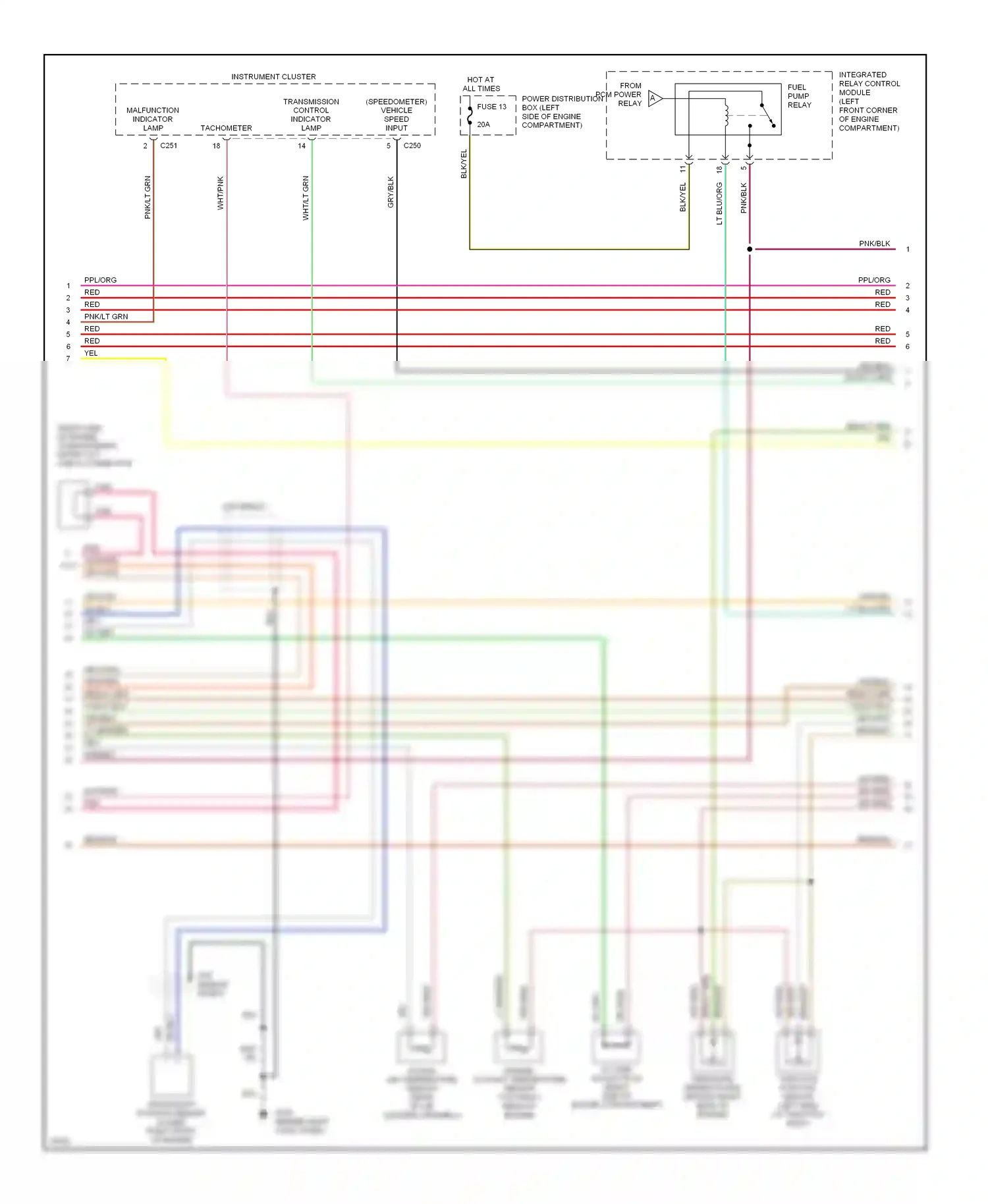 Wiring diagram org/red for Mercury Cougar VII (1989-1997) (10 of 14)