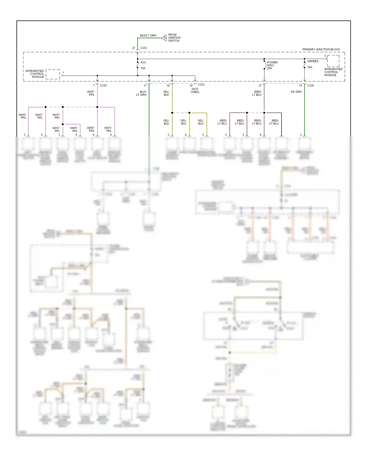 Wiring diagram right power window switch for Mercury Cougar VII (1989-1997) (2 of 3)