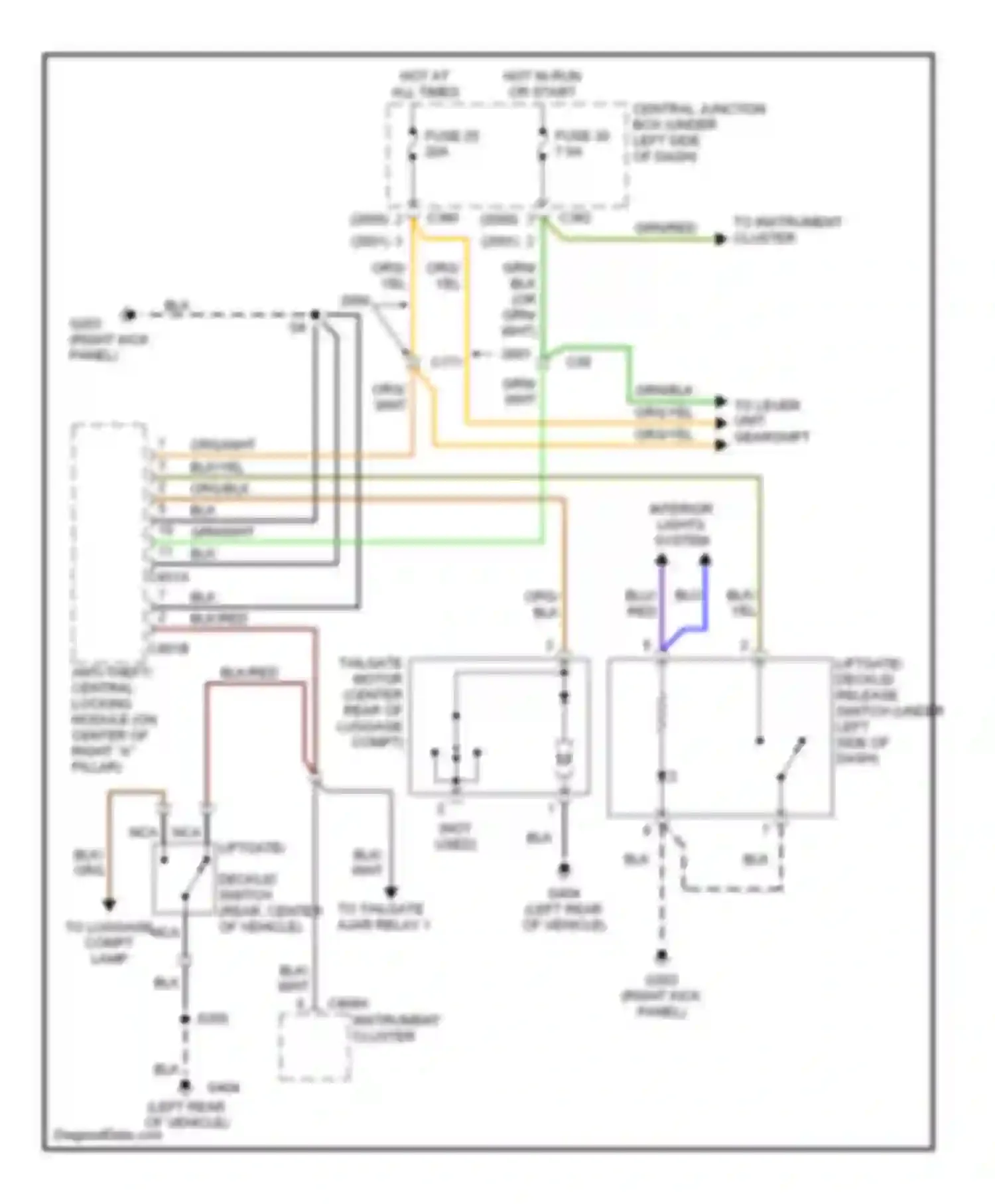 Cougar Mercury VIII (1998-2002): Trunk/tailgate release circuit
