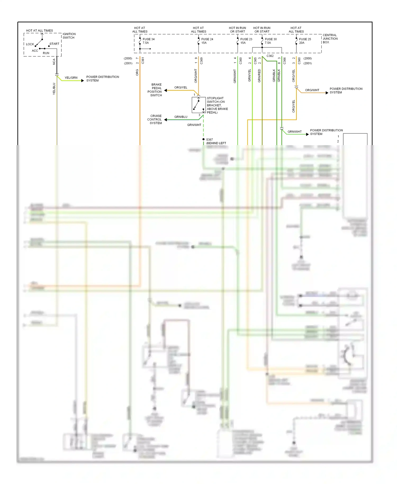 Wiring diagram 2000- 2001 for Mercury Cougar VIII (1998-2002) (1 of 2)