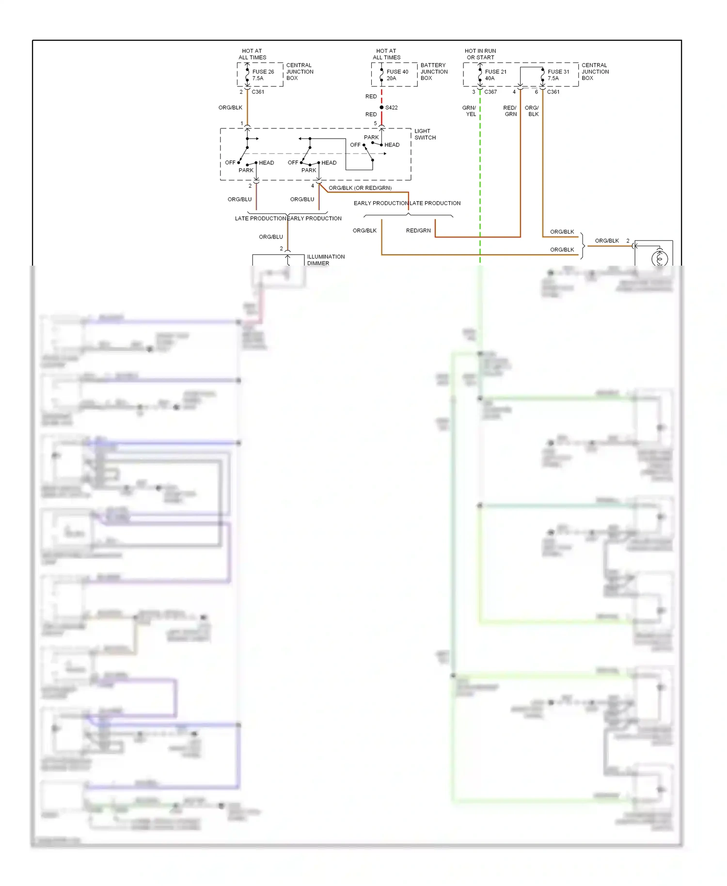 Wiring diagram blu/yel for Mercury Cougar VIII (1998-2002) (3 of 5)