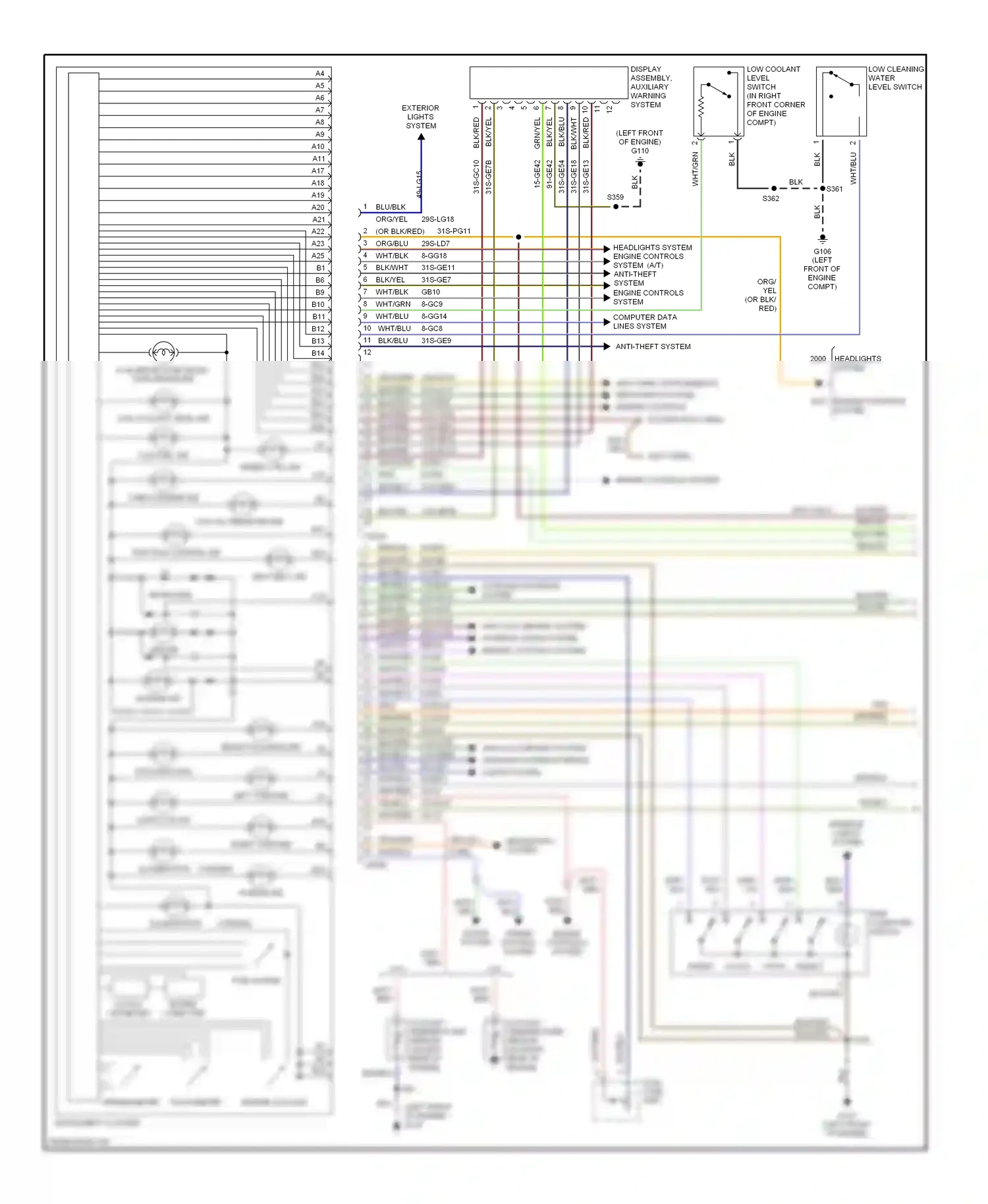 Wiring diagram blu/yel for Mercury Cougar VIII (1998-2002) (2 of 5)