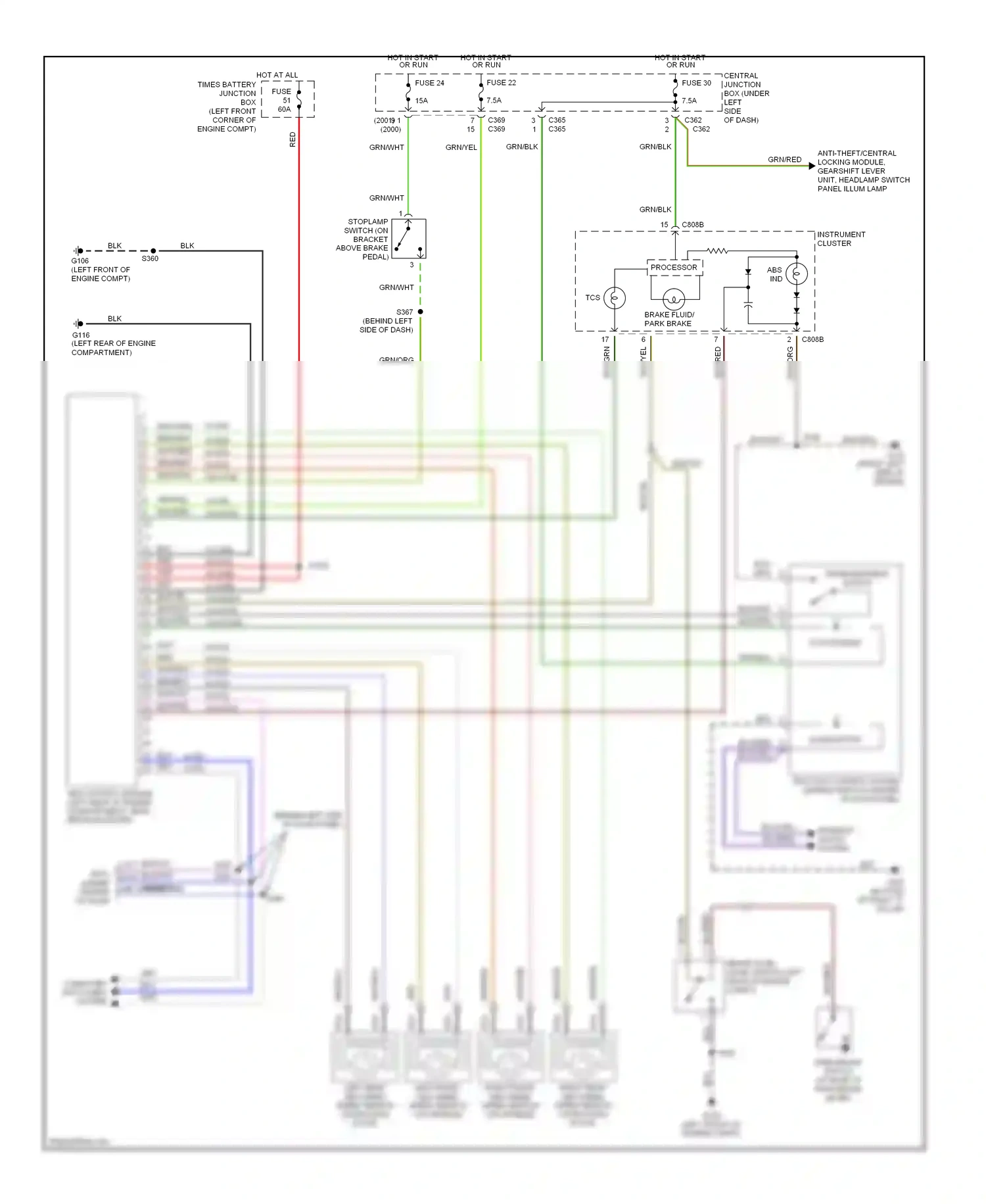 Wiring diagram computer data lines system for Mercury Cougar VIII (1998-2002) (2 of 4)