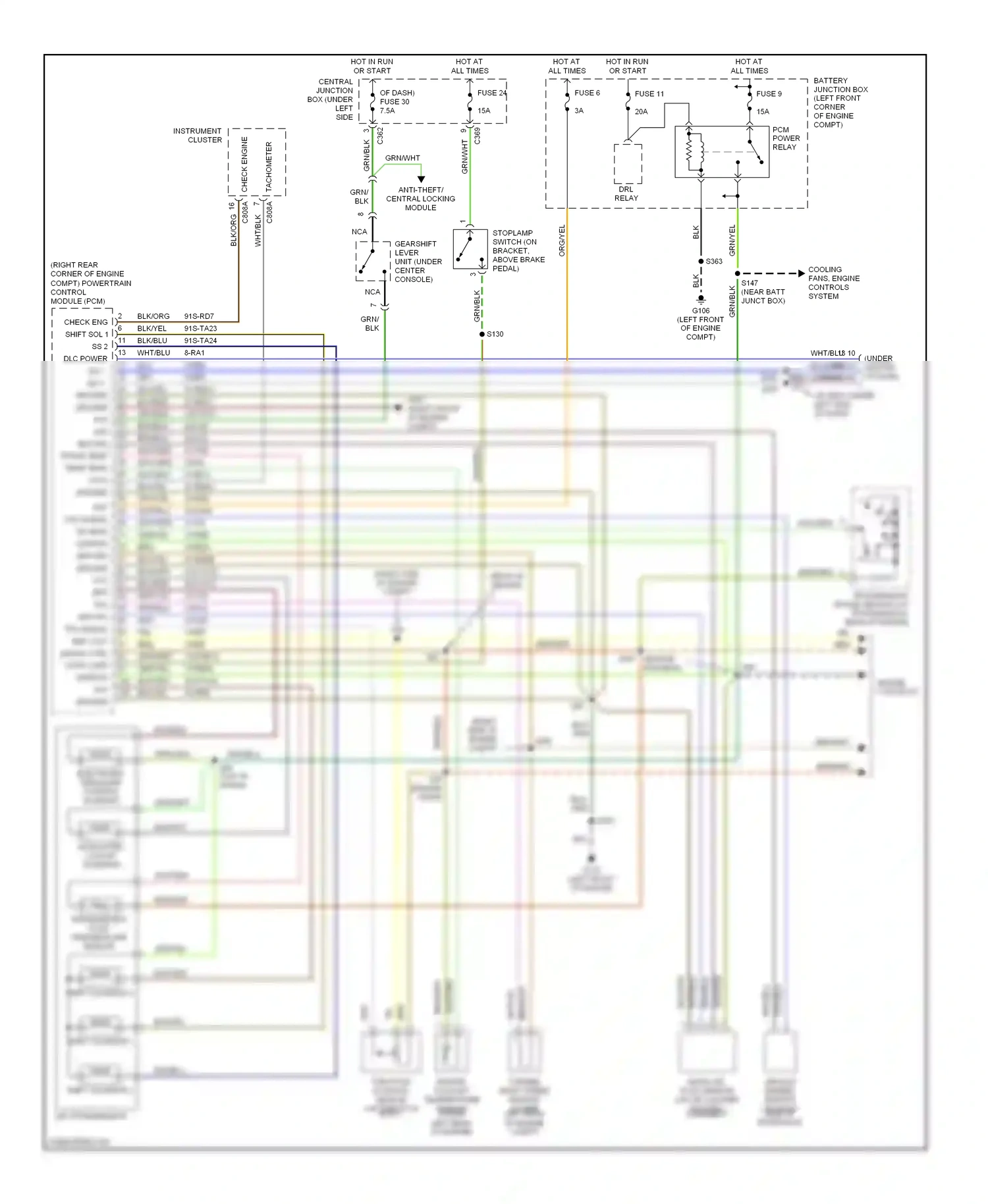 Wiring diagram engine controls for Mercury Cougar VIII (1998-2002) (1 of 1)