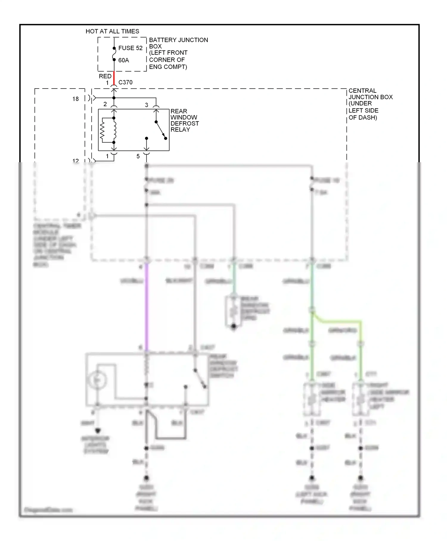 Wiring diagram fuse 19 for Mercury Cougar VIII (1998-2002) (1 of 1)