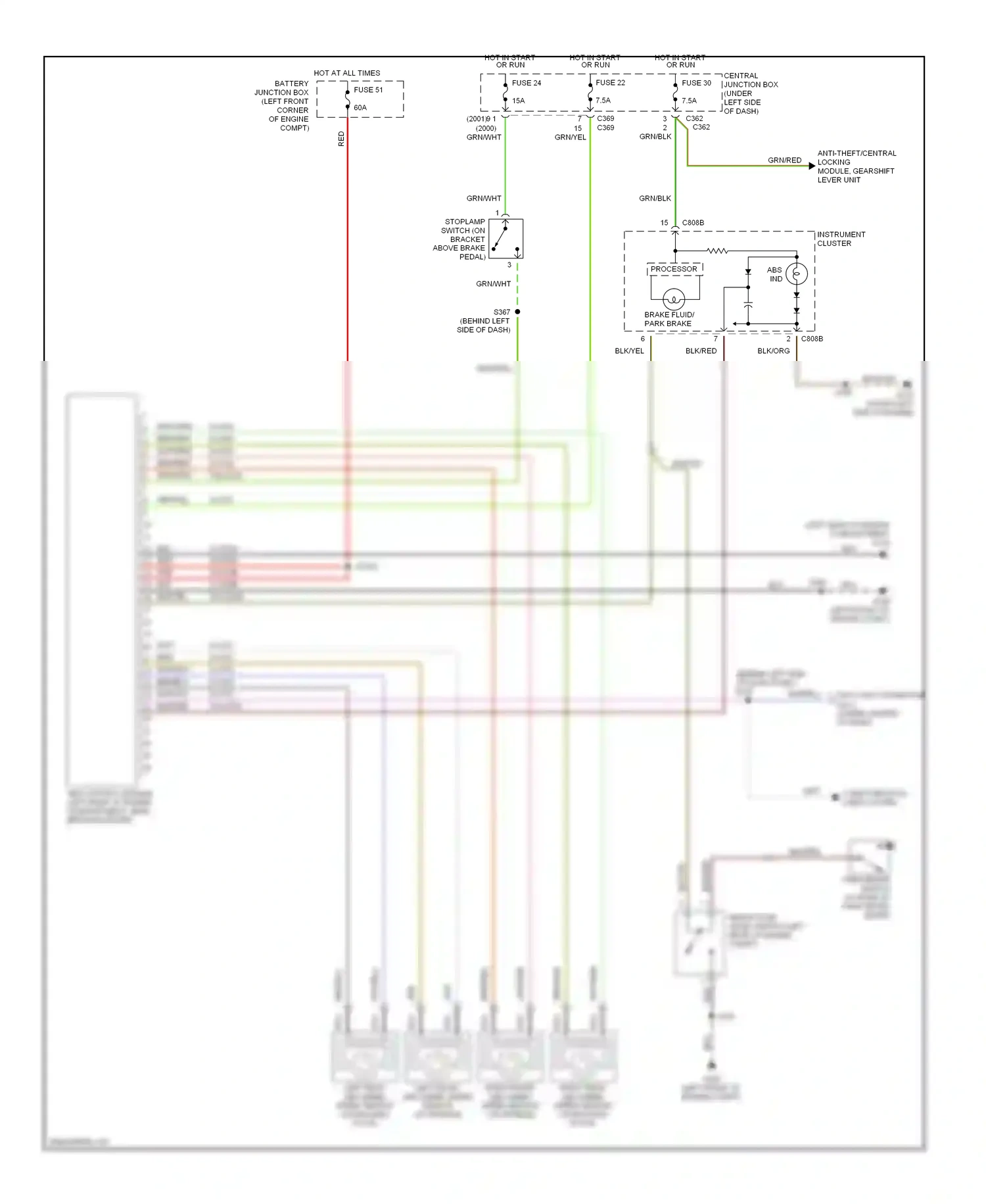 Wiring diagram fuse 24 for Mercury Cougar VIII (1998-2002) (2 of 9)