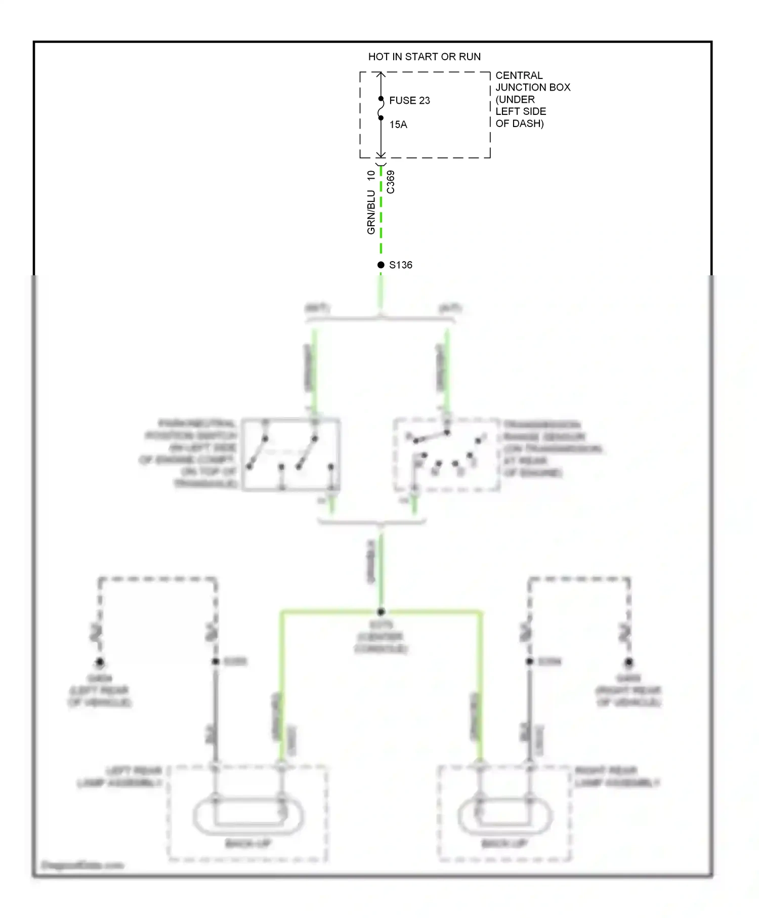 Wiring diagram grn/blk for Mercury Cougar VIII (1998-2002) (3 of 21)