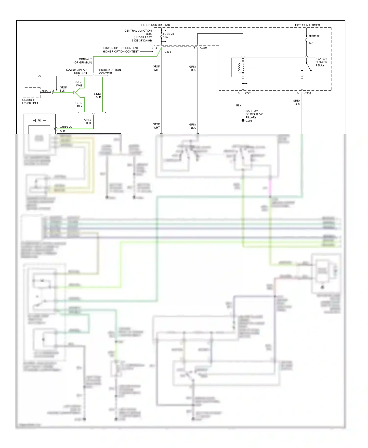 Wiring diagram heater blower switch for Mercury Cougar VIII (1998-2002) (2 of 2)