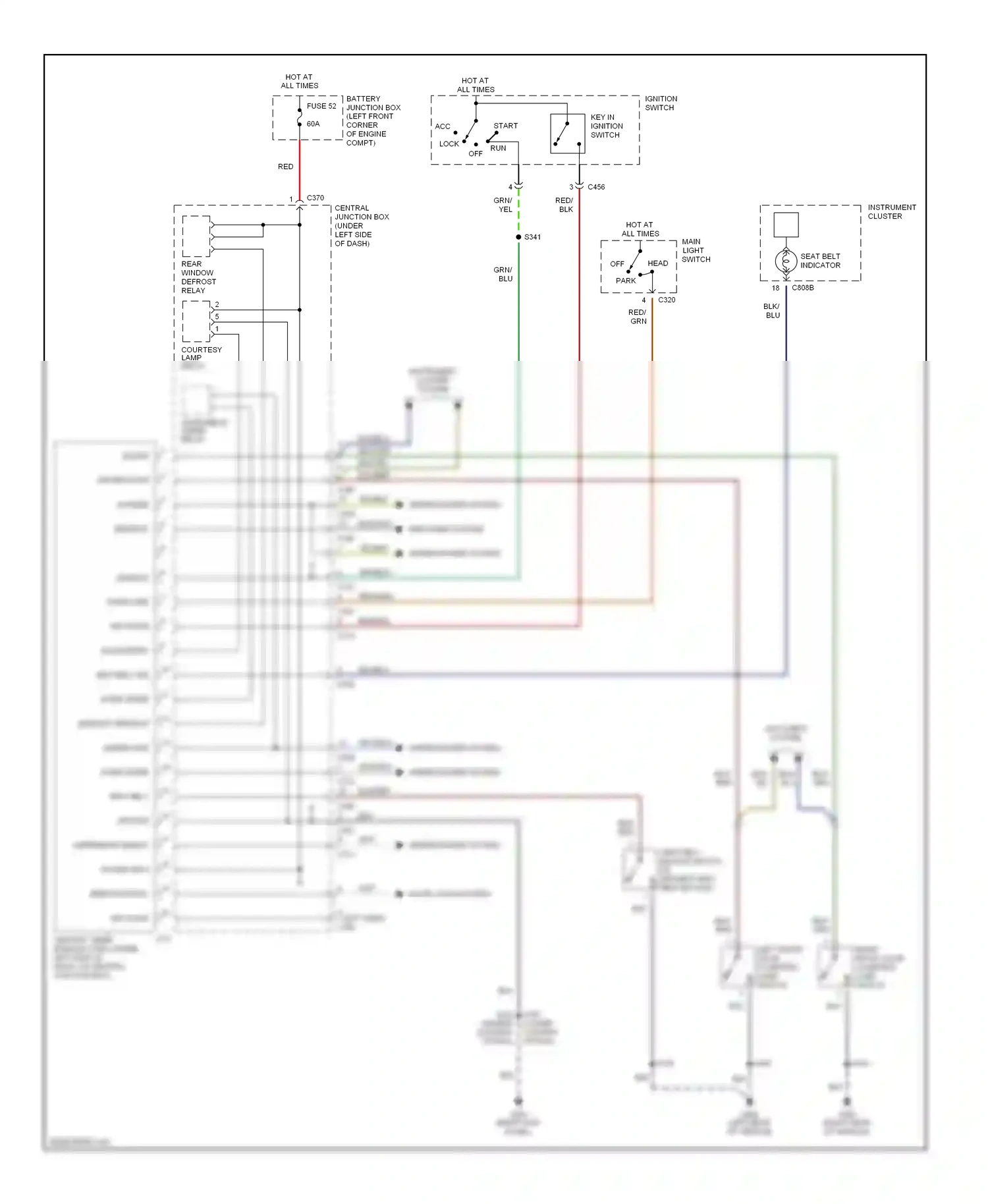 Wiring diagram key-in ignition switch for Mercury Cougar VIII (1998-2002) (1 of 1)