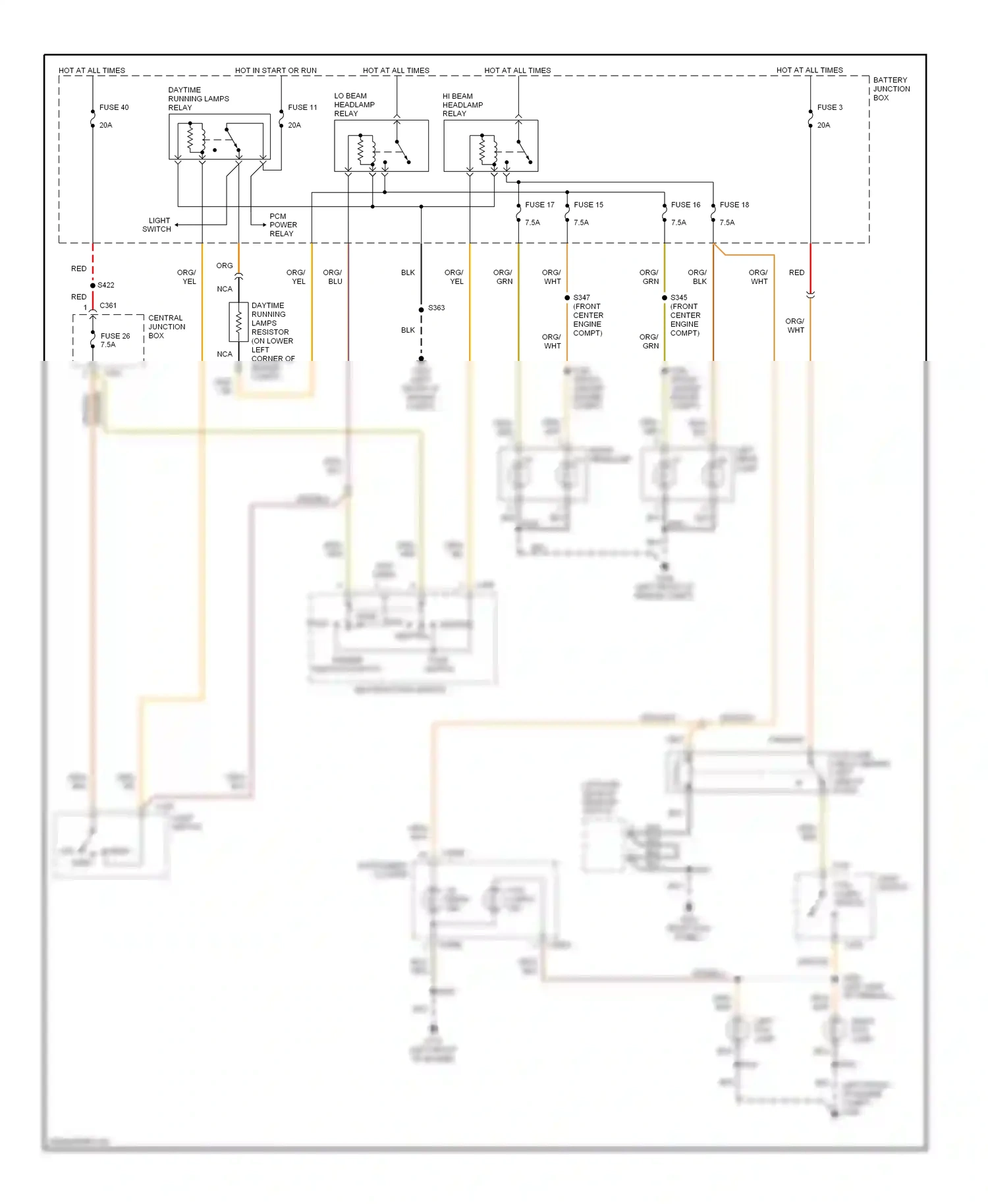 Wiring diagram red for Mercury Cougar VIII (1998-2002) (14 of 37)