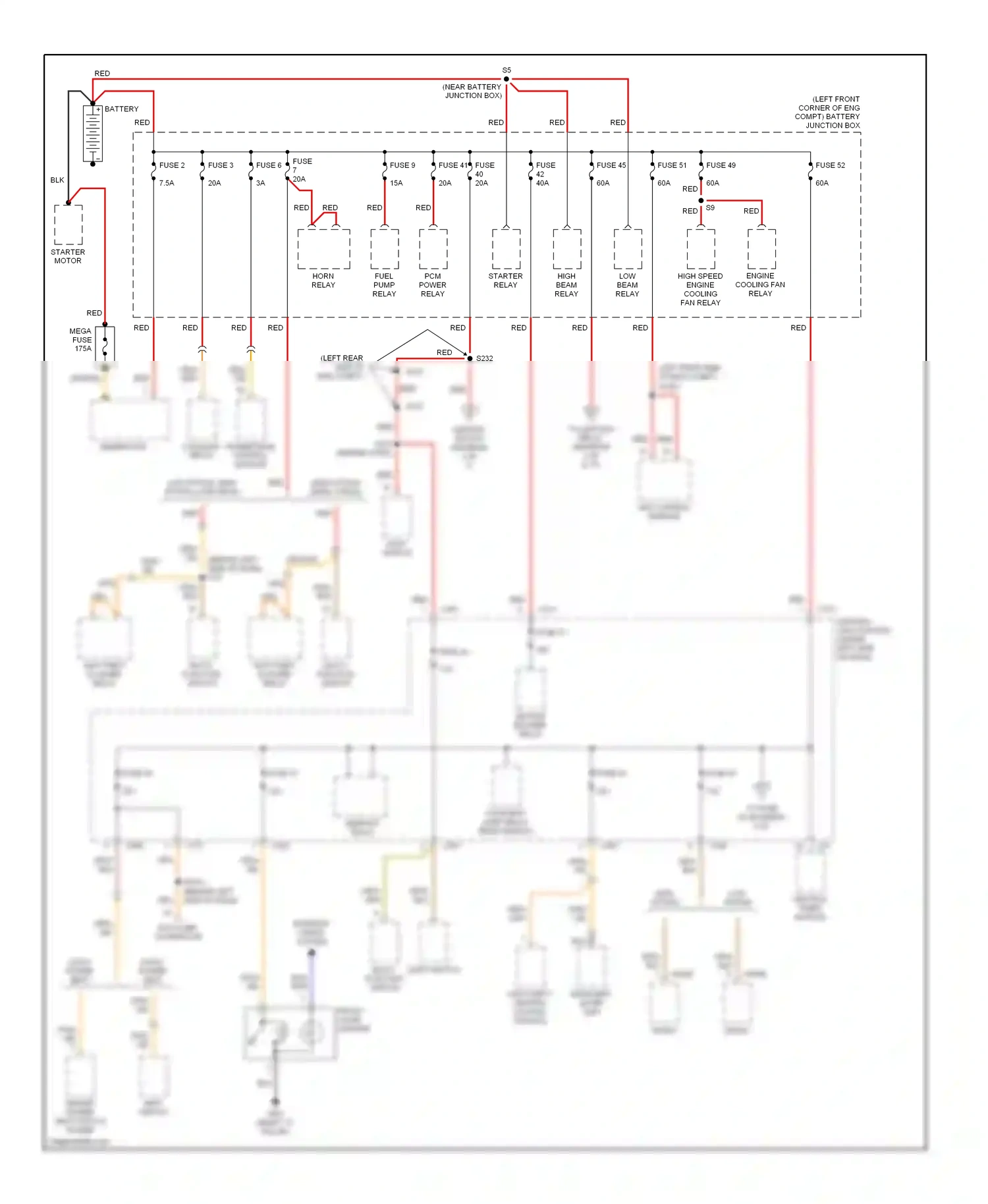 Wiring diagram starter motor for Mercury Cougar VIII (1998-2002) (2 of 3)
