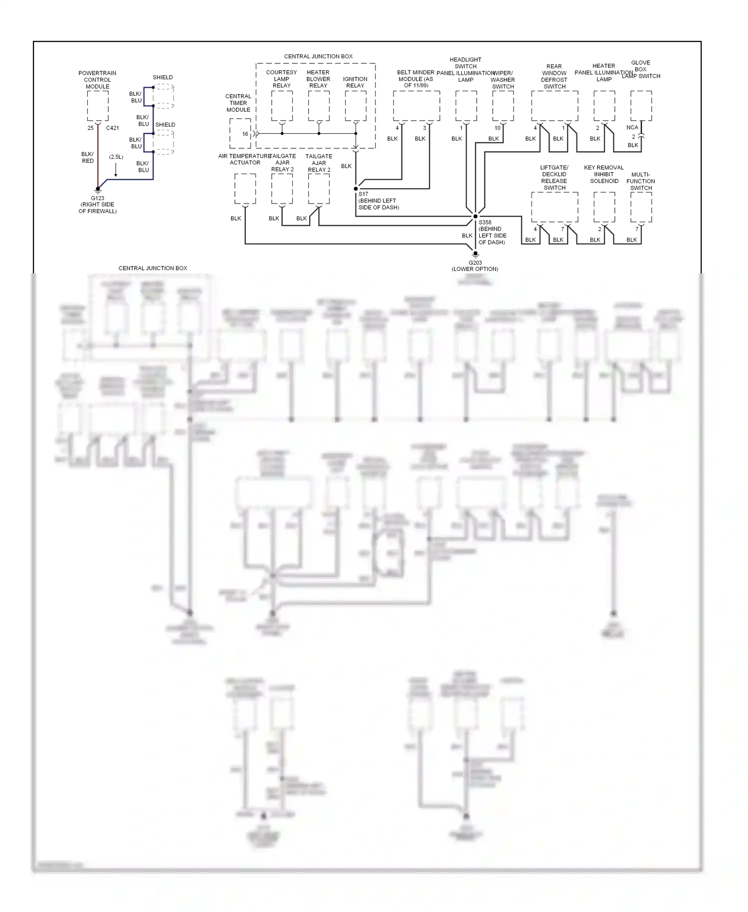 Wiring diagram tailgate ajar relay 2 for Mercury Cougar VIII (1998-2002) (1 of 2)