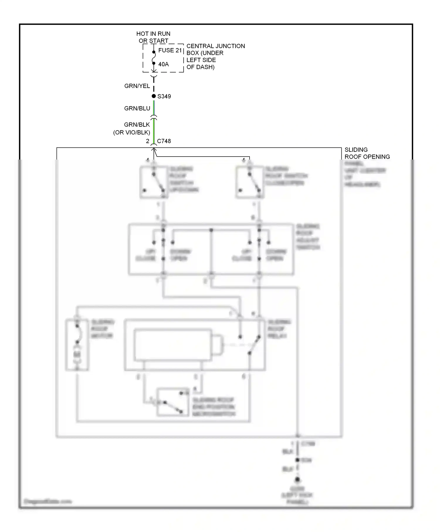 Wiring diagram up/ close down/ open for Mercury Cougar VIII (1998-2002) (1 of 1)
