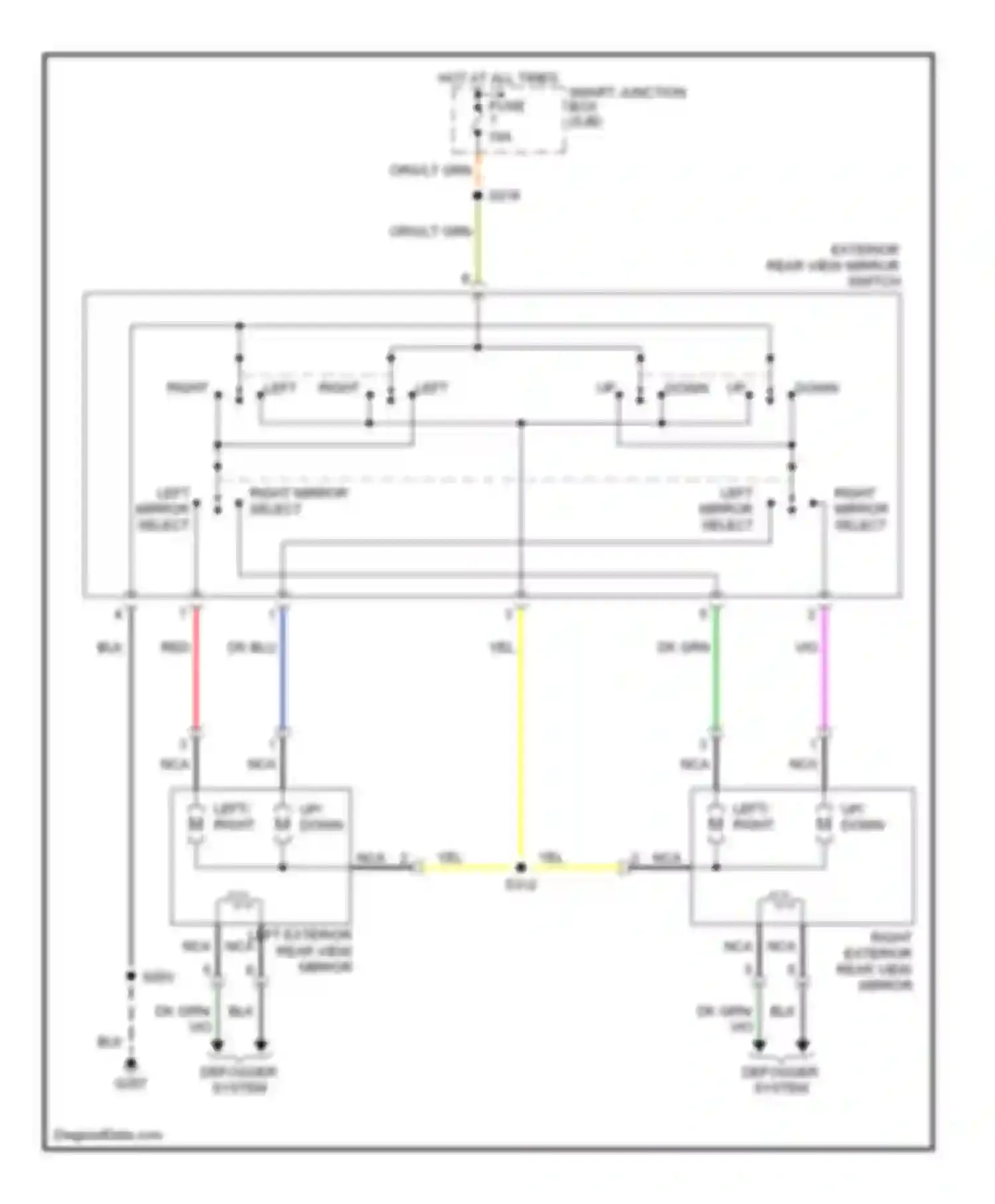 Mariner Mercury I (2004-2007): Power mirrors circuit