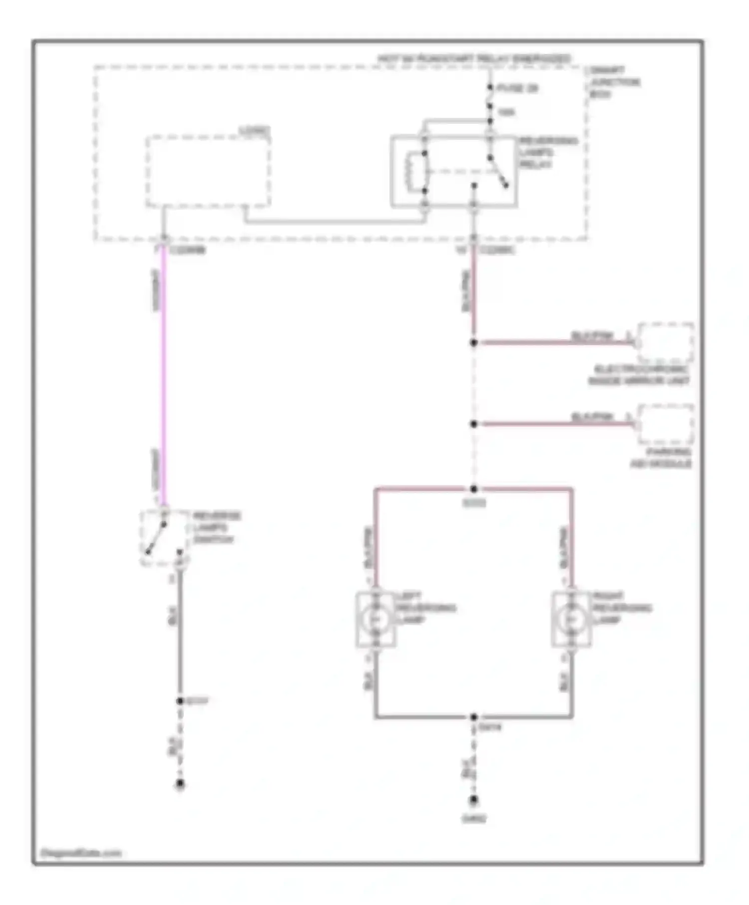 Wiring diagram reversing lamps relay for Mercury Mariner I (2004-2007) (2 of 2)