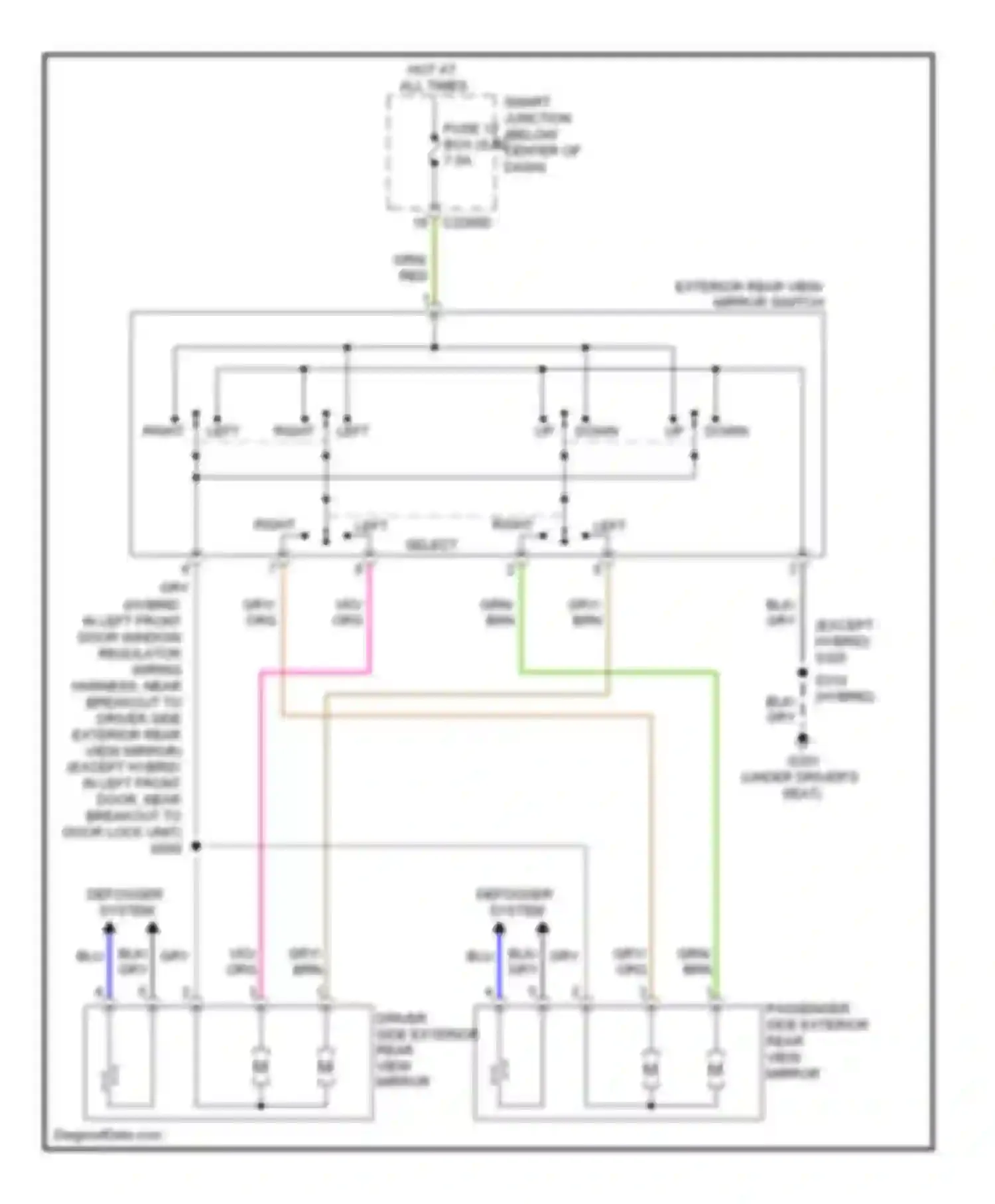 Mariner Mercury II (2007-2010): Power mirrors circuit