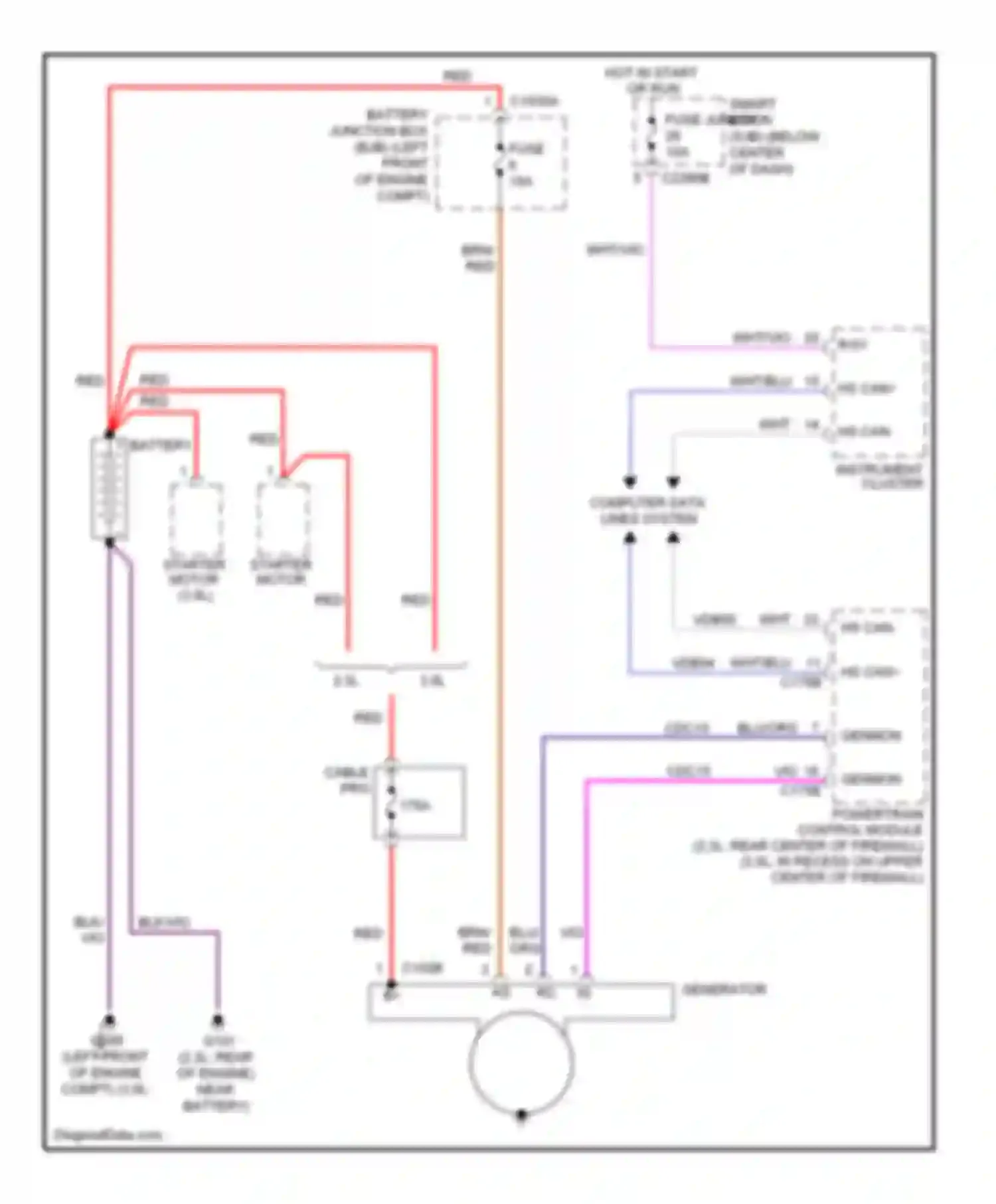 Mariner Mercury II (2007-2010): Charging circuit, except hybrid