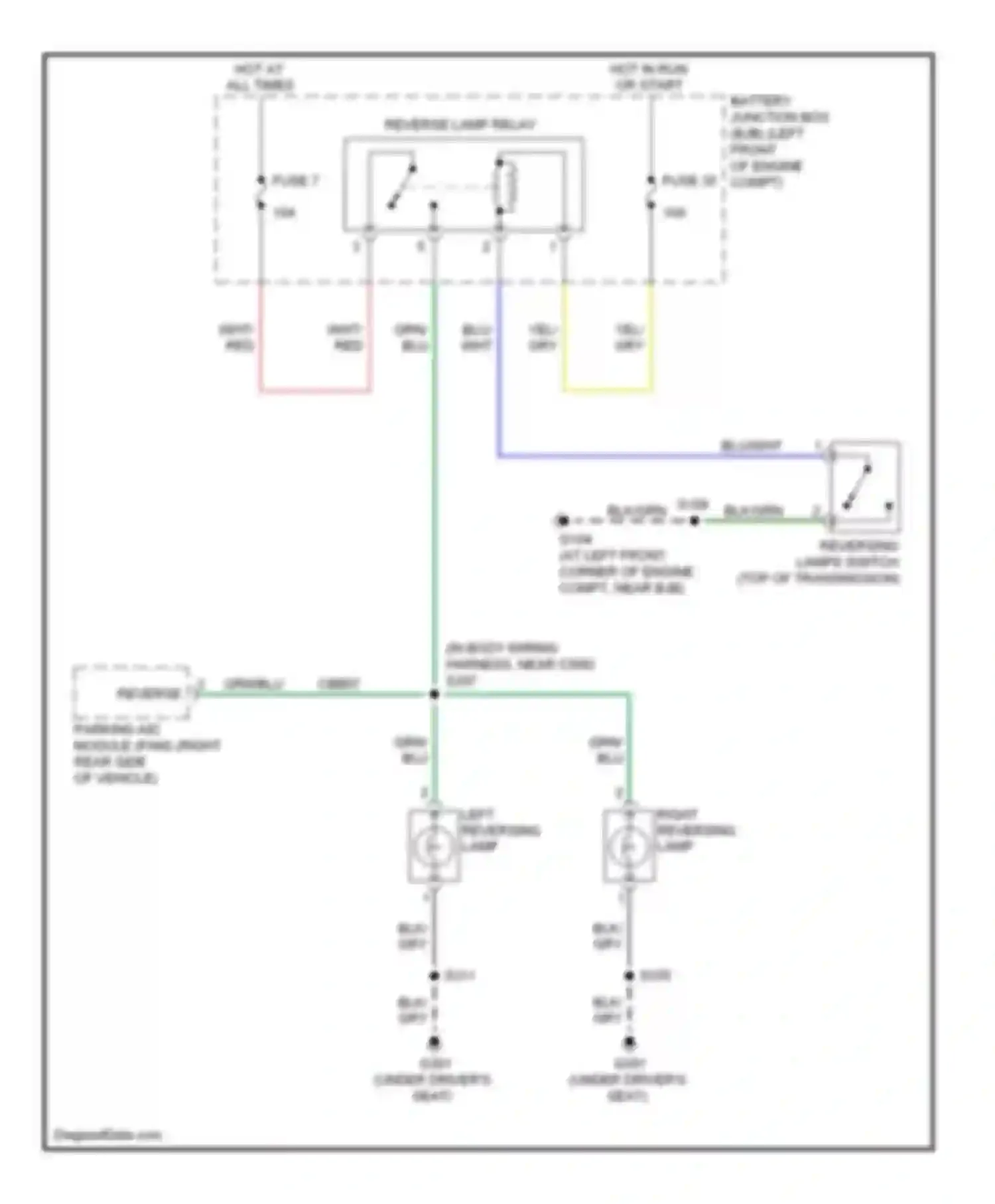 Wiring diagram left reversing lamp for Mercury Mariner II (2007-2010) (3 of 4)