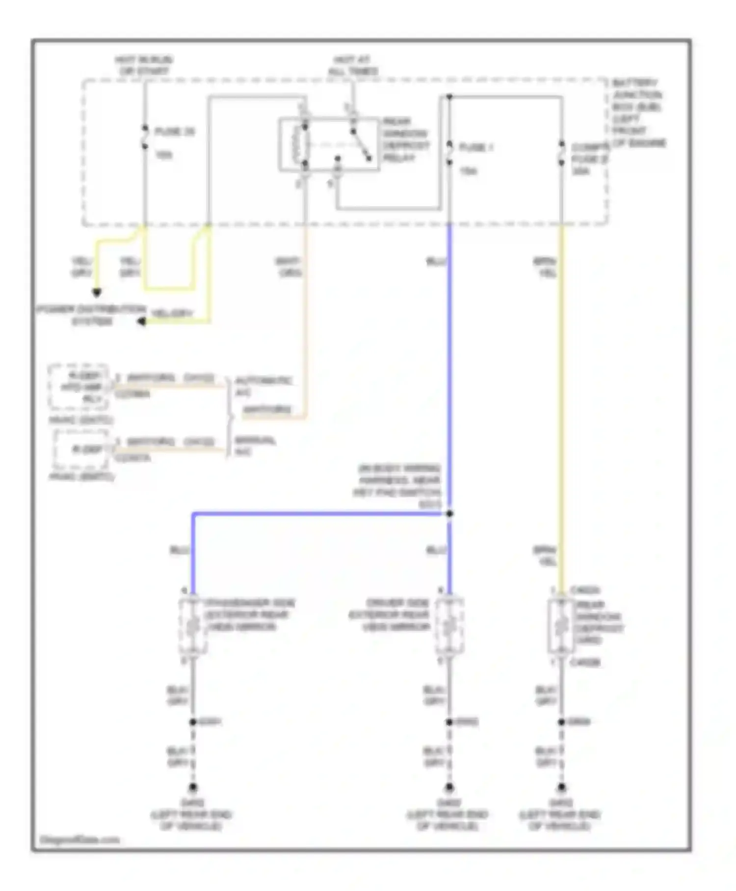 Wiring diagram rear window defrost grid for Mercury Mariner II (2007-2010) (1 of 4)