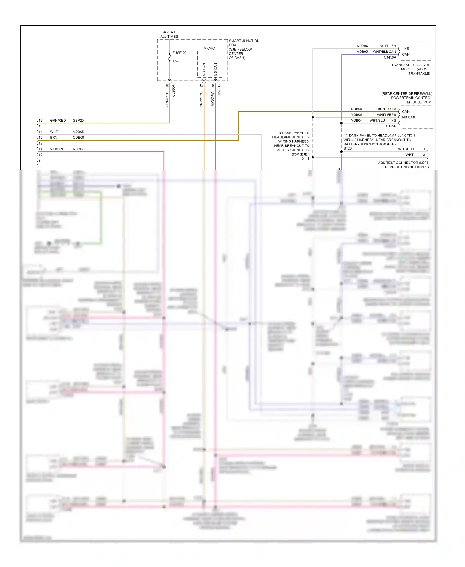 Mercury Mariner II (2007-2010) transaxle control module (above transaxle) wiring diagram  (2 of 5)