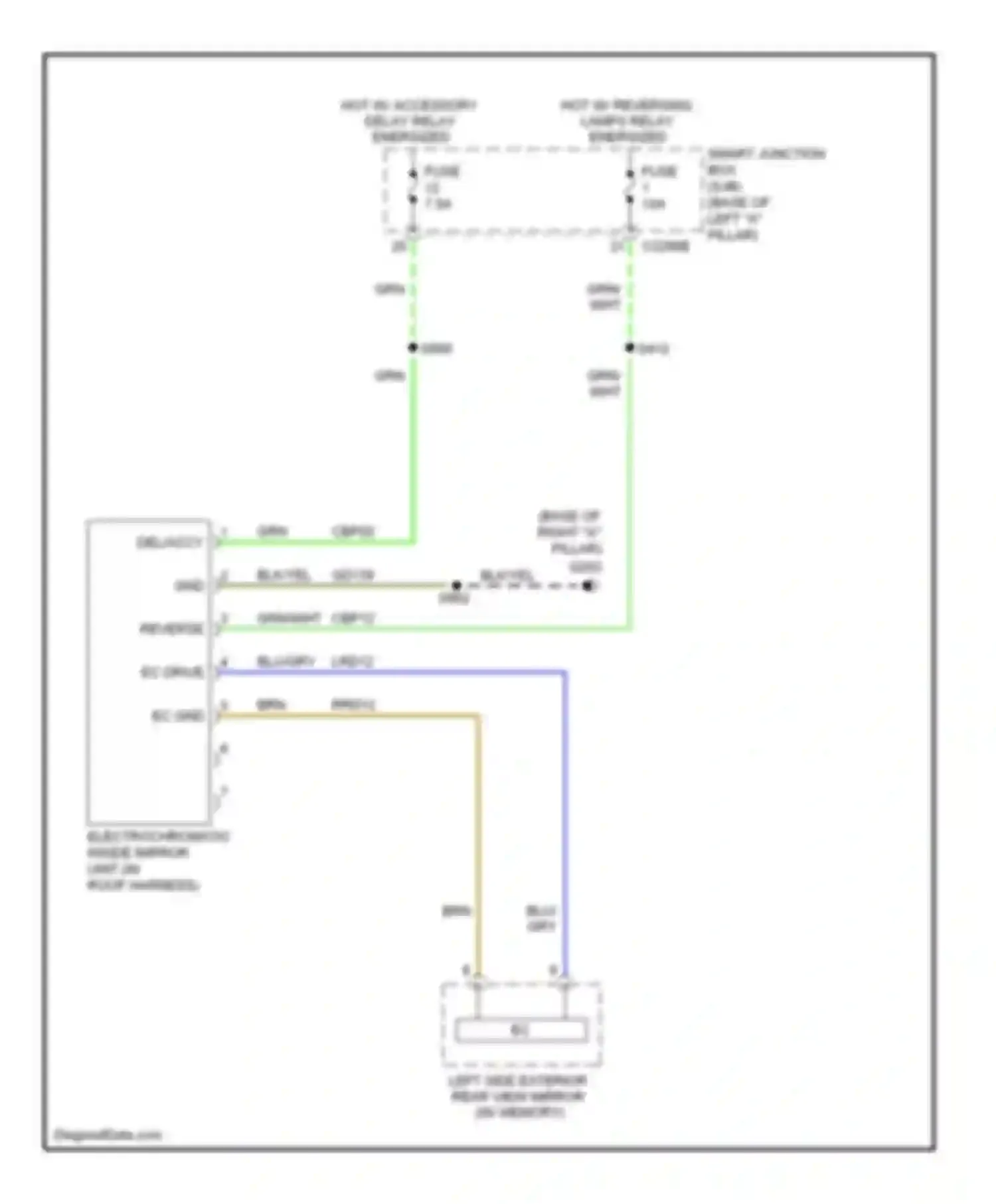 Milan Mercury I (2005-2010): Electrochromic mirror circuit, without navigation