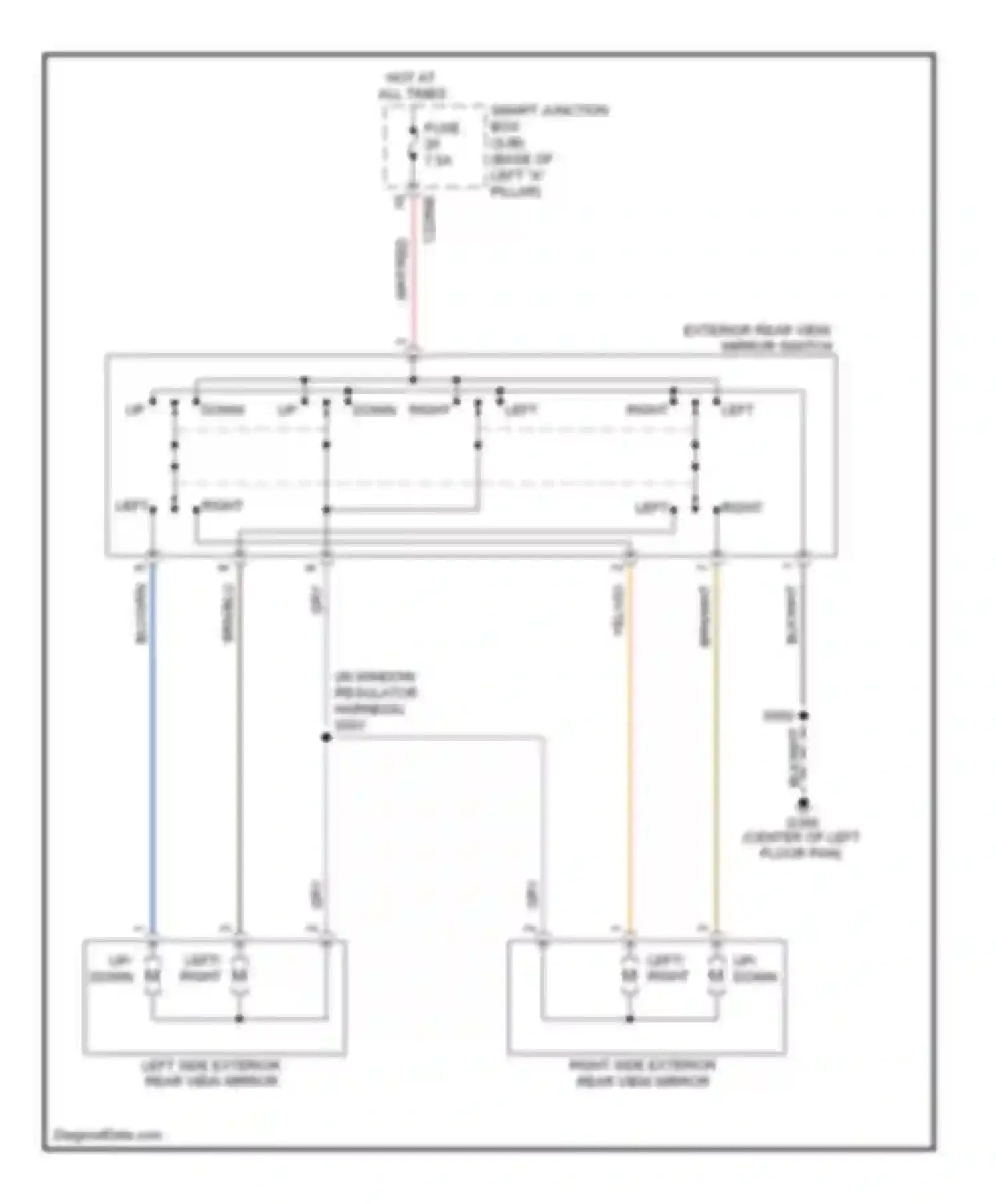 Wiring diagram exterior rear view mirror switch for Mercury Milan I (2005-2010) (4 of 4)