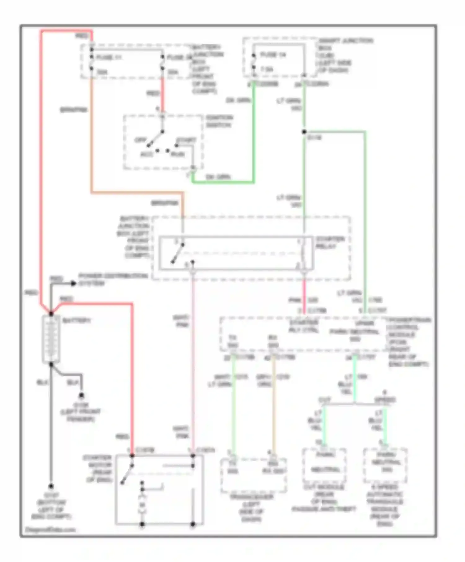 Wiring diagram fuse 14 for Mercury Montego III (2004-2007) (2 of 2)