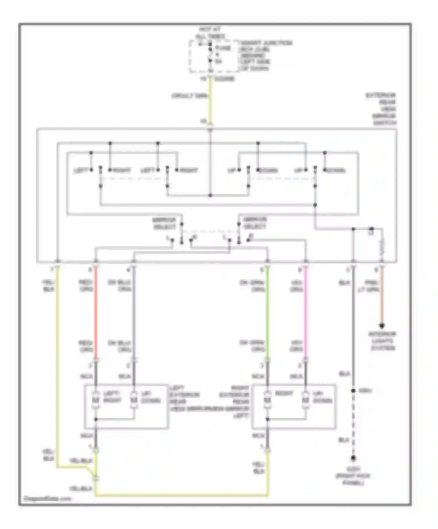 Monterey Mercury VIII (2003-2007): Power mirrors circuit, without heated signal mirrors