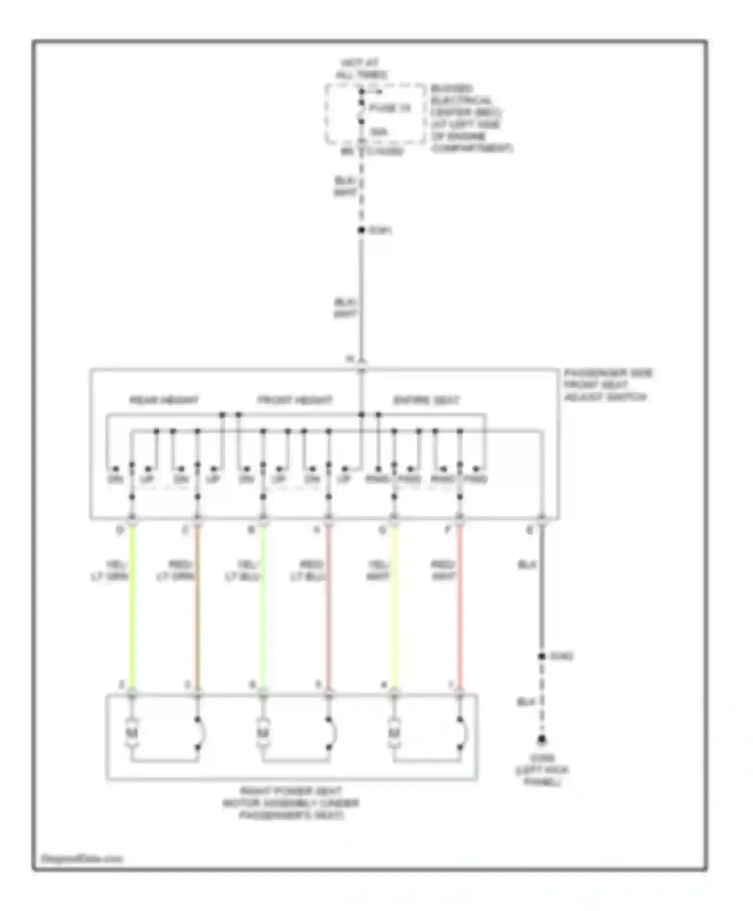 Wiring diagram passenger side front seat adjust switch for Mercury Monterey VIII (2003-2007) (2 of 2)
