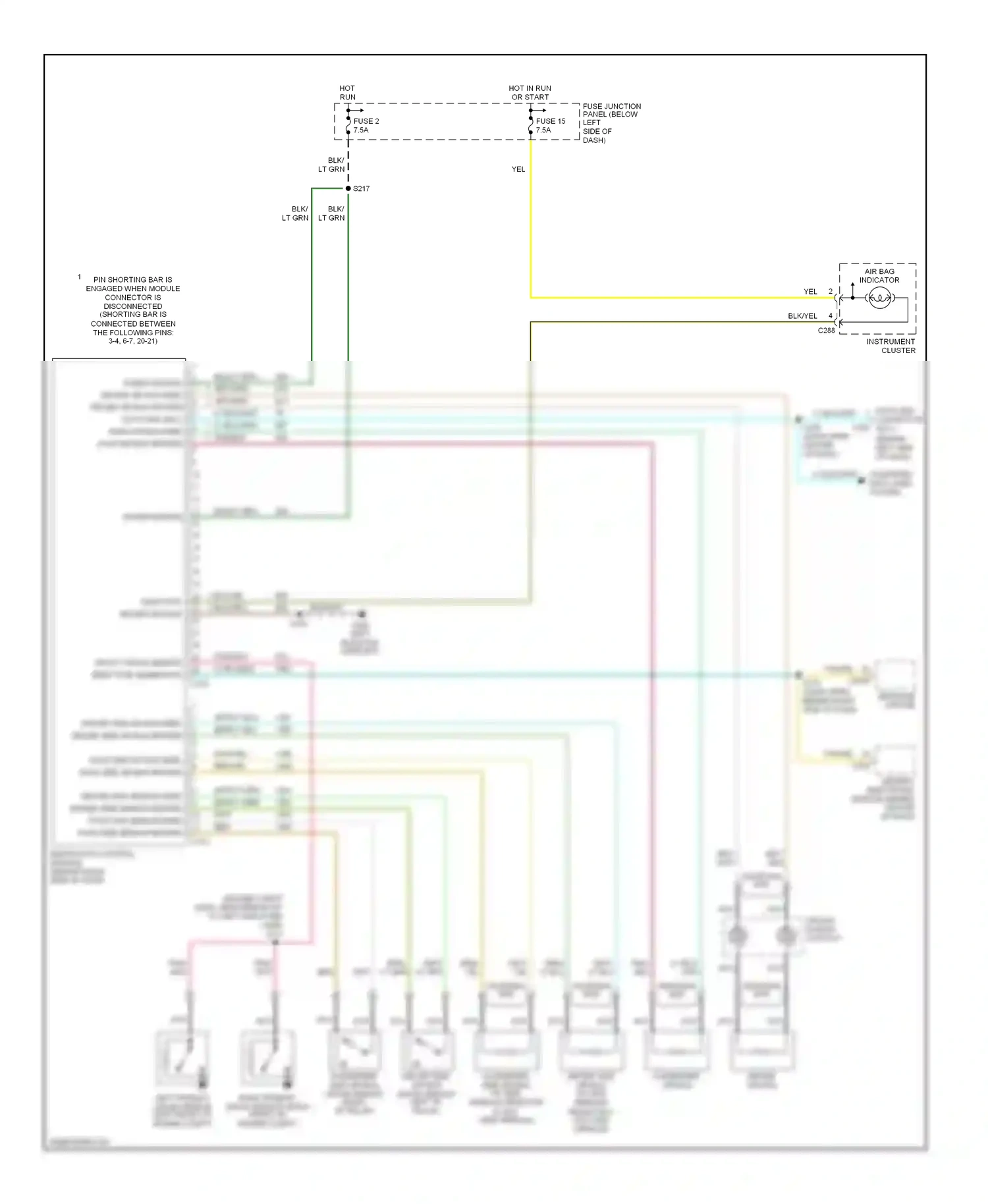 Wiring diagram front crash sensor feed tone generator for Mercury Mountaineer I facelift (1997-2001) (1 of 1)