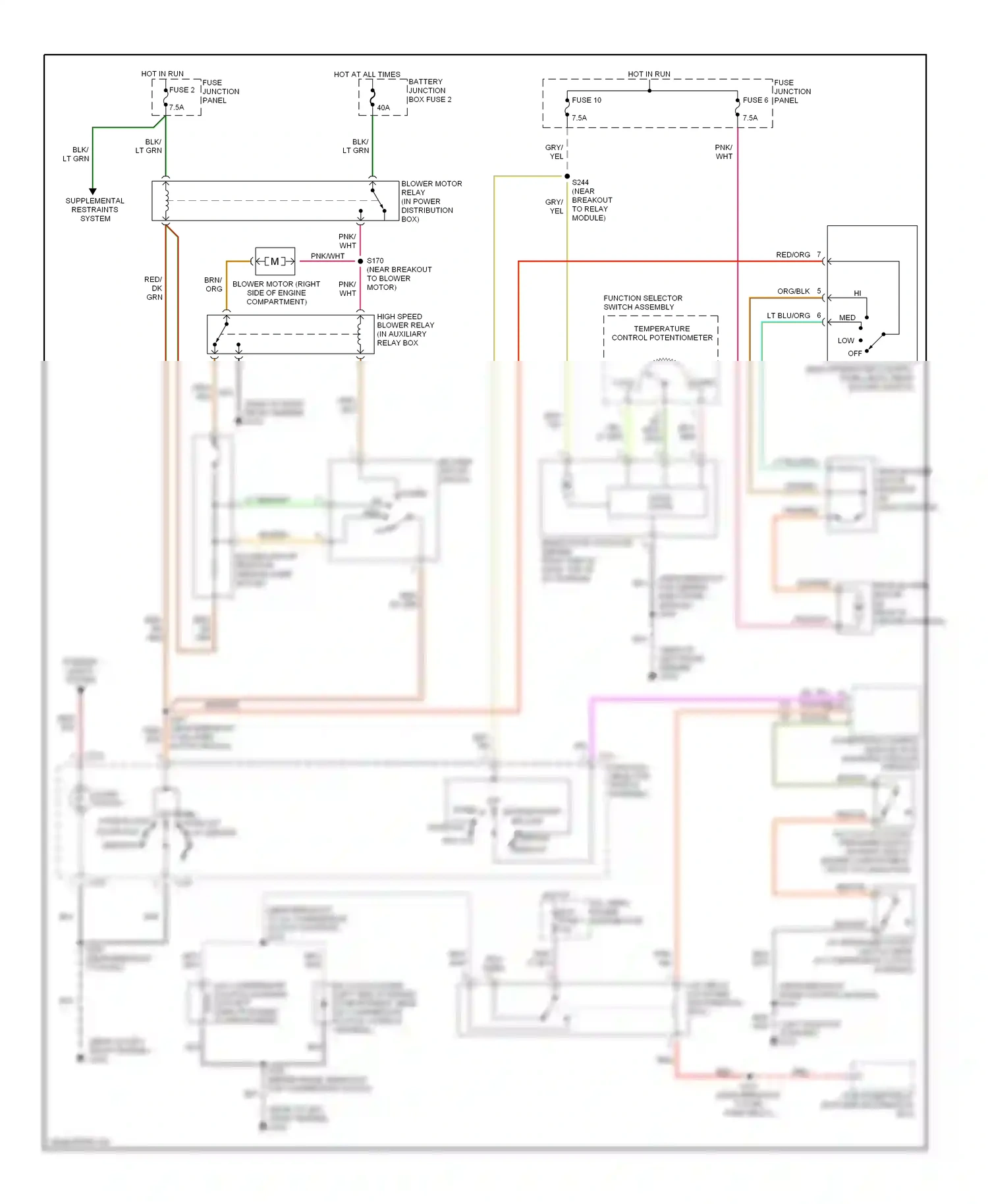 Wiring diagram fuse junction panel for Mercury Mountaineer I facelift (1997-2001) (9 of 14)