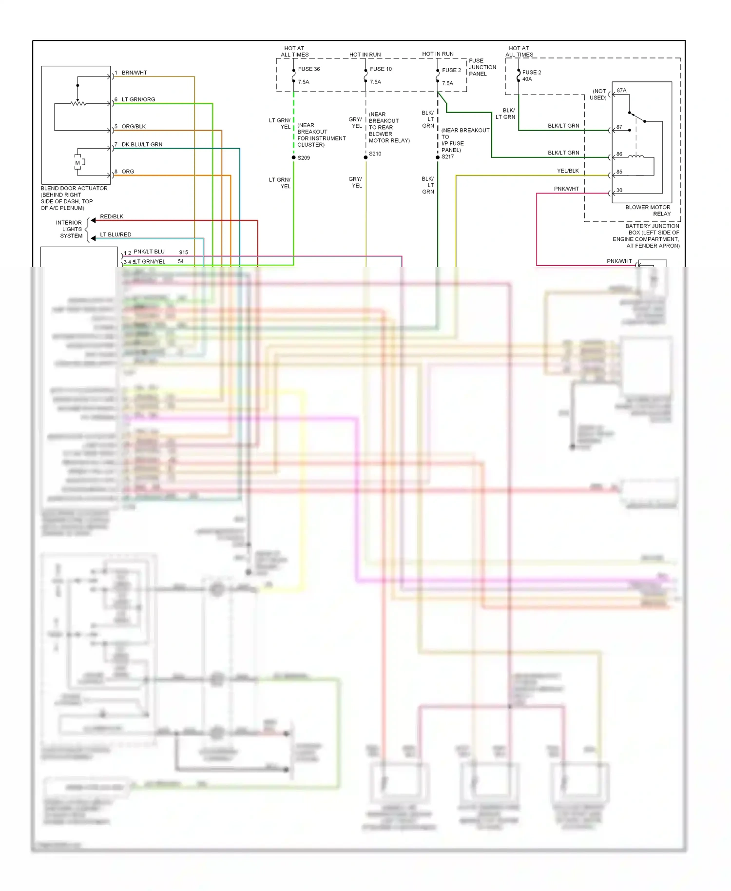 Wiring diagram fuse junction panel for Mercury Mountaineer I facelift (1997-2001) (2 of 14)