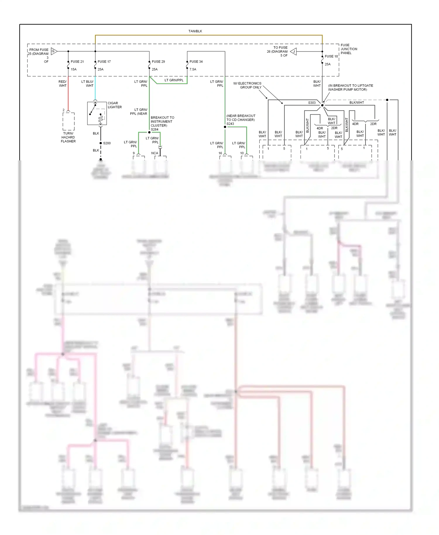 Wiring diagram fuse junction panel for Mercury Mountaineer I facelift (1997-2001) (12 of 14)