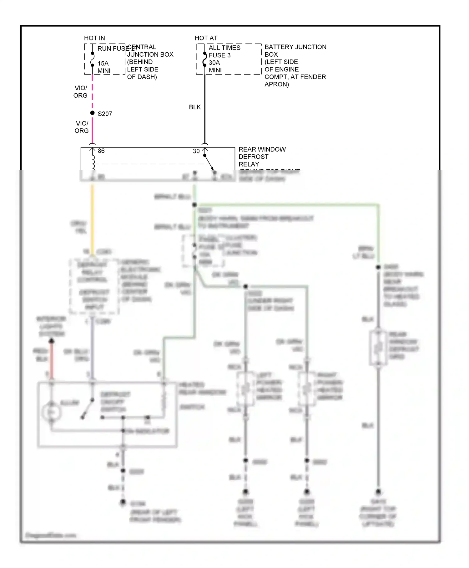 Wiring diagram generic electronic module defrost relay control for Mercury Mountaineer I facelift (1997-2001) (1 of 1)