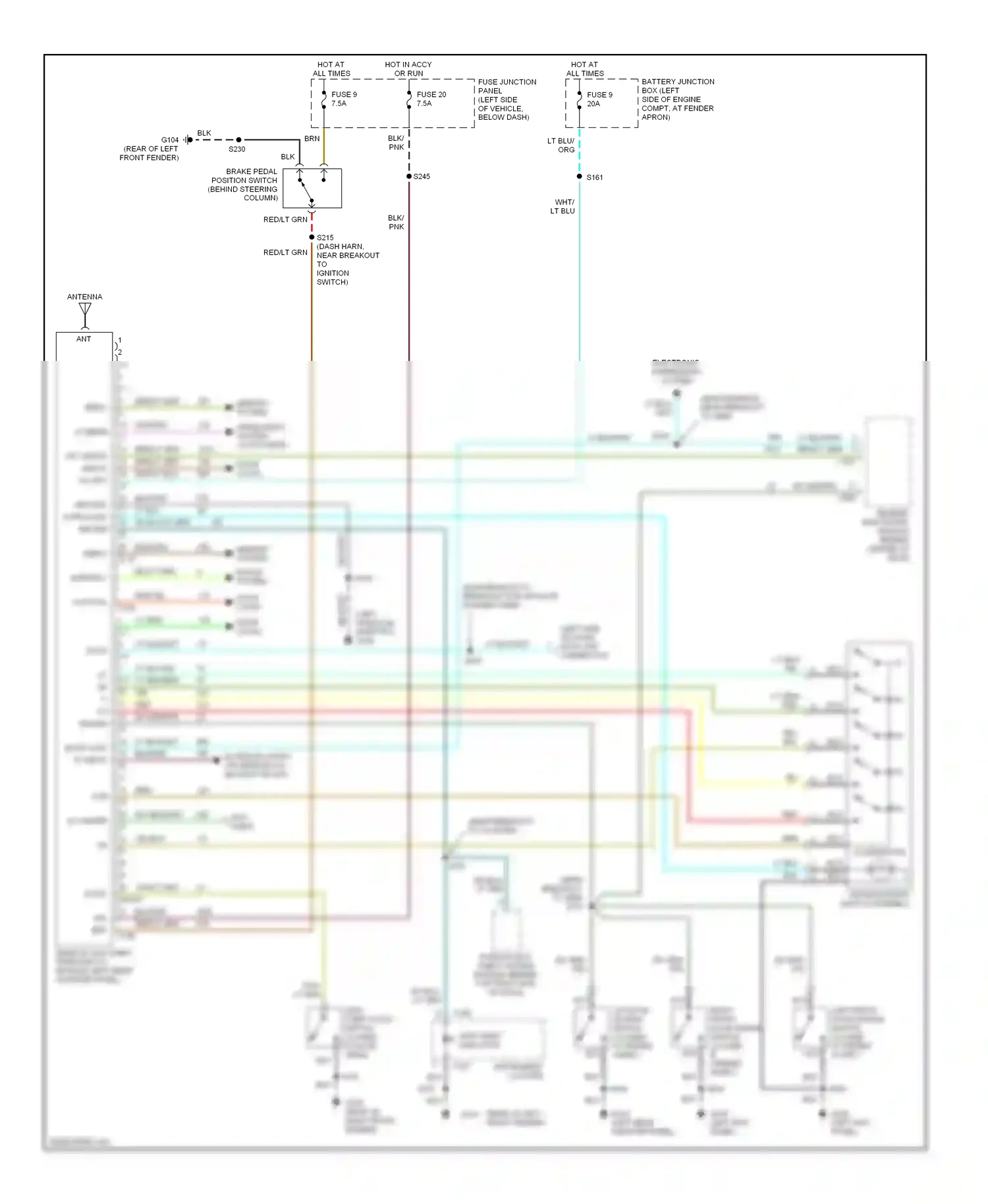 Wiring diagram keyless entry switch assembly for Mercury Mountaineer I facelift (1997-2001) (1 of 1)