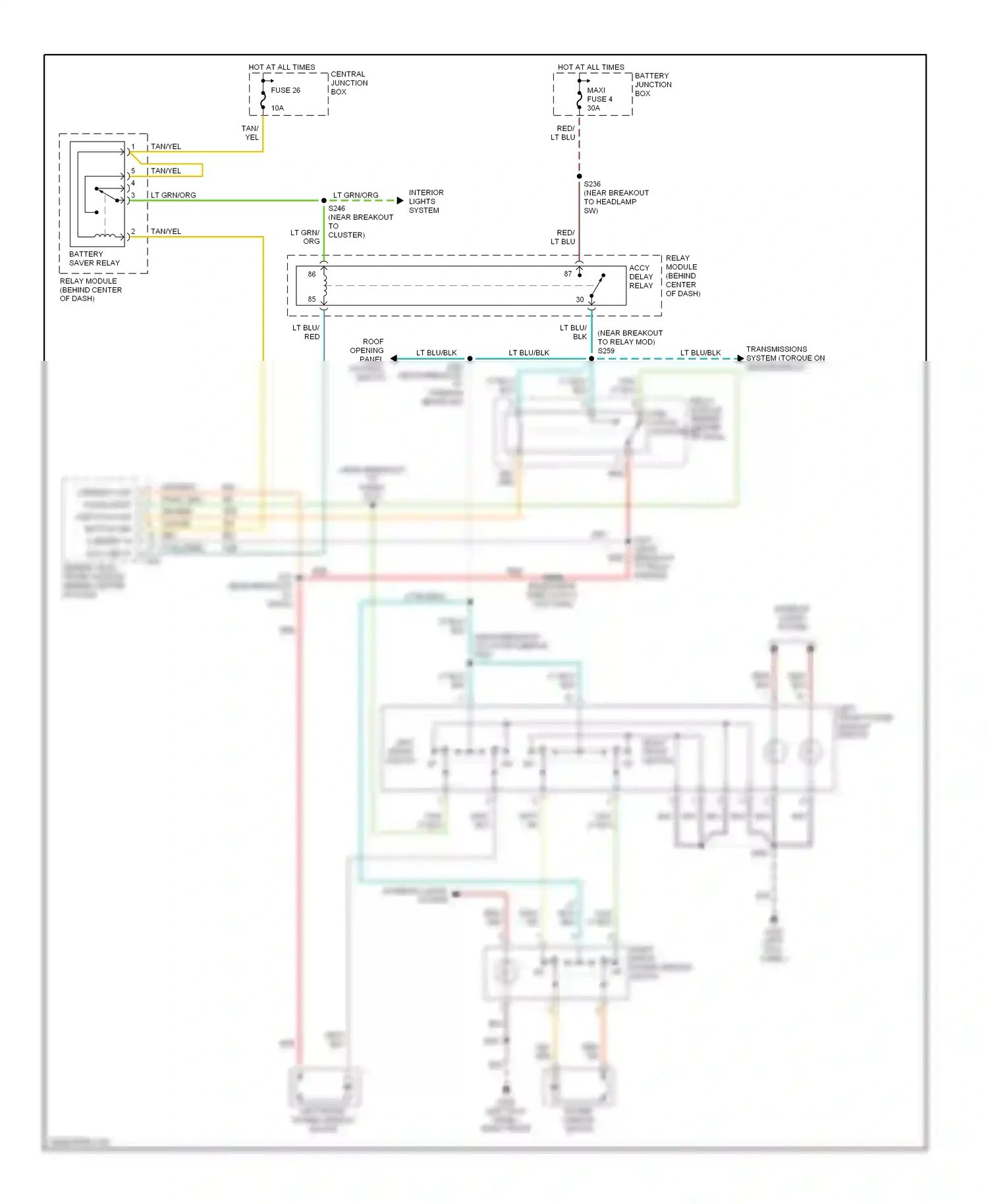 Wiring diagram left front power window switch for Mercury Mountaineer I facelift (1997-2001) (1 of 1)
