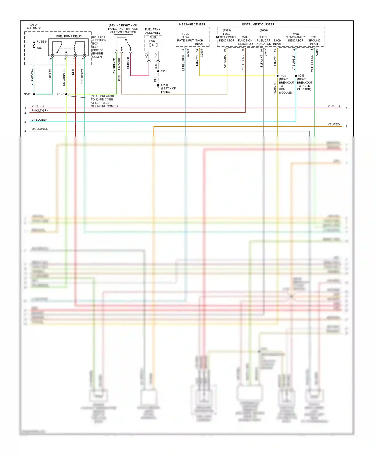 Wiring diagram "low range" indicator for Mercury Mountaineer I facelift (1997-2001) (1 of 1)