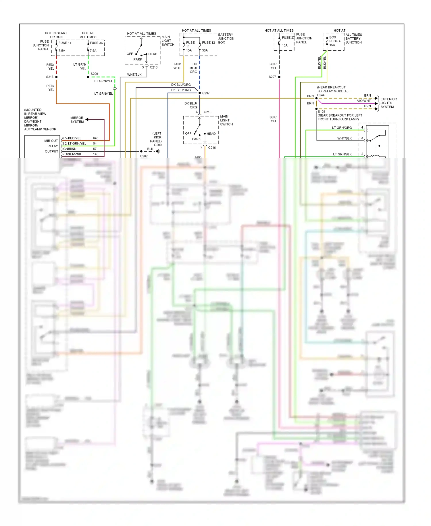 Wiring diagram main light switch for Mercury Mountaineer I facelift (1997-2001) (1 of 7)