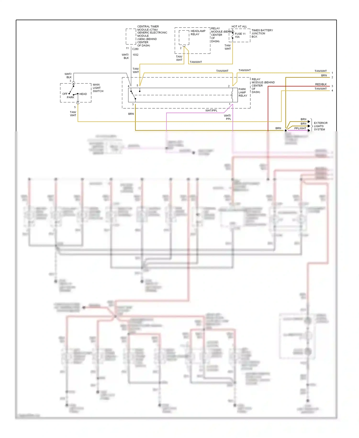Wiring diagram mode switch for Mercury Mountaineer I facelift (1997-2001) (2 of 2)