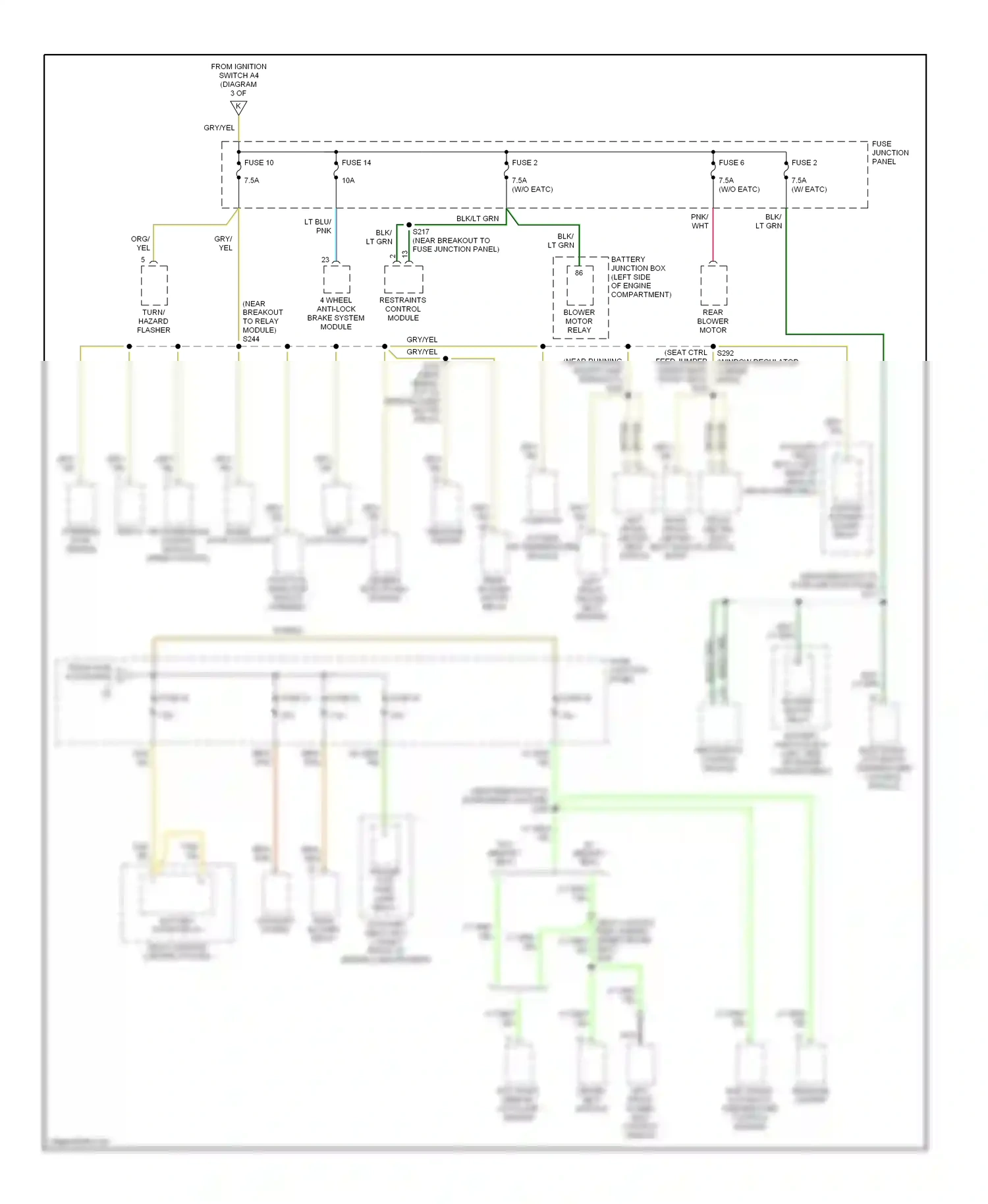 Wiring diagram restraints control module for Mercury Mountaineer I facelift (1997-2001) (1 of 1)