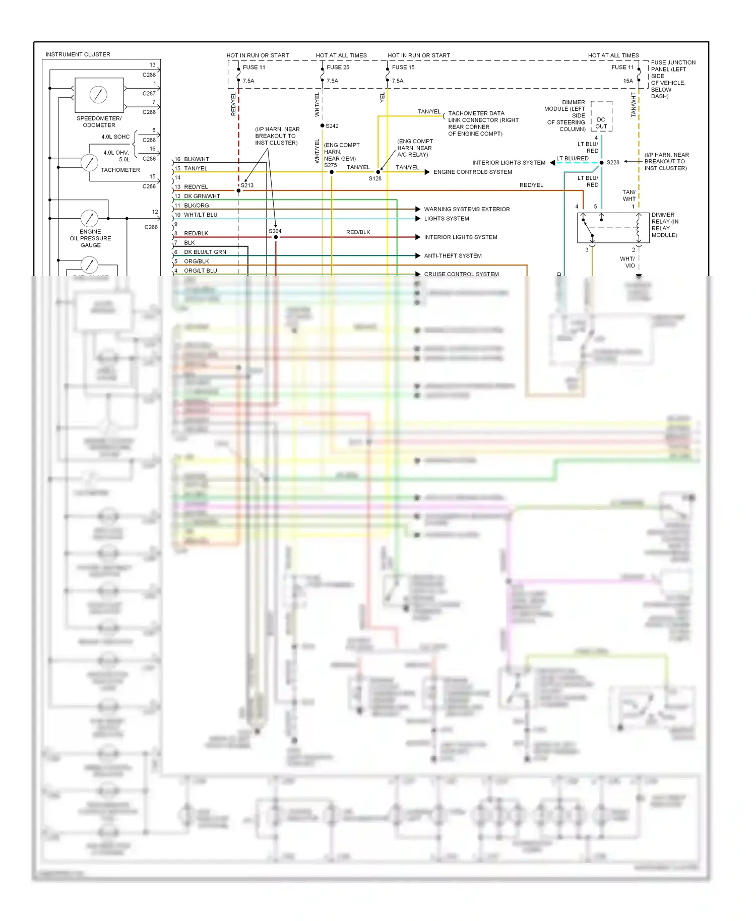 Wiring diagram warning system for Mercury Mountaineer I facelift (1997-2001) (2 of 2)