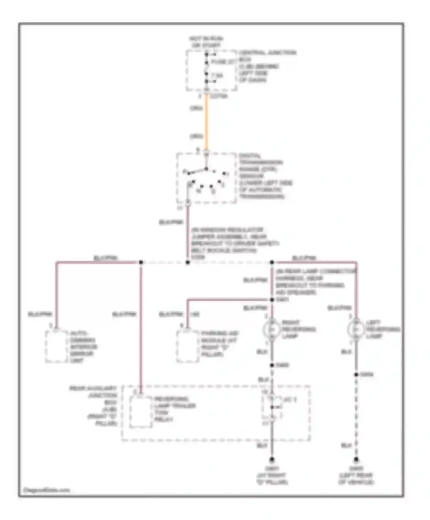 Wiring diagram left reversing lamp for Mercury Mountaineer II (2001-2005) (1 of 2)