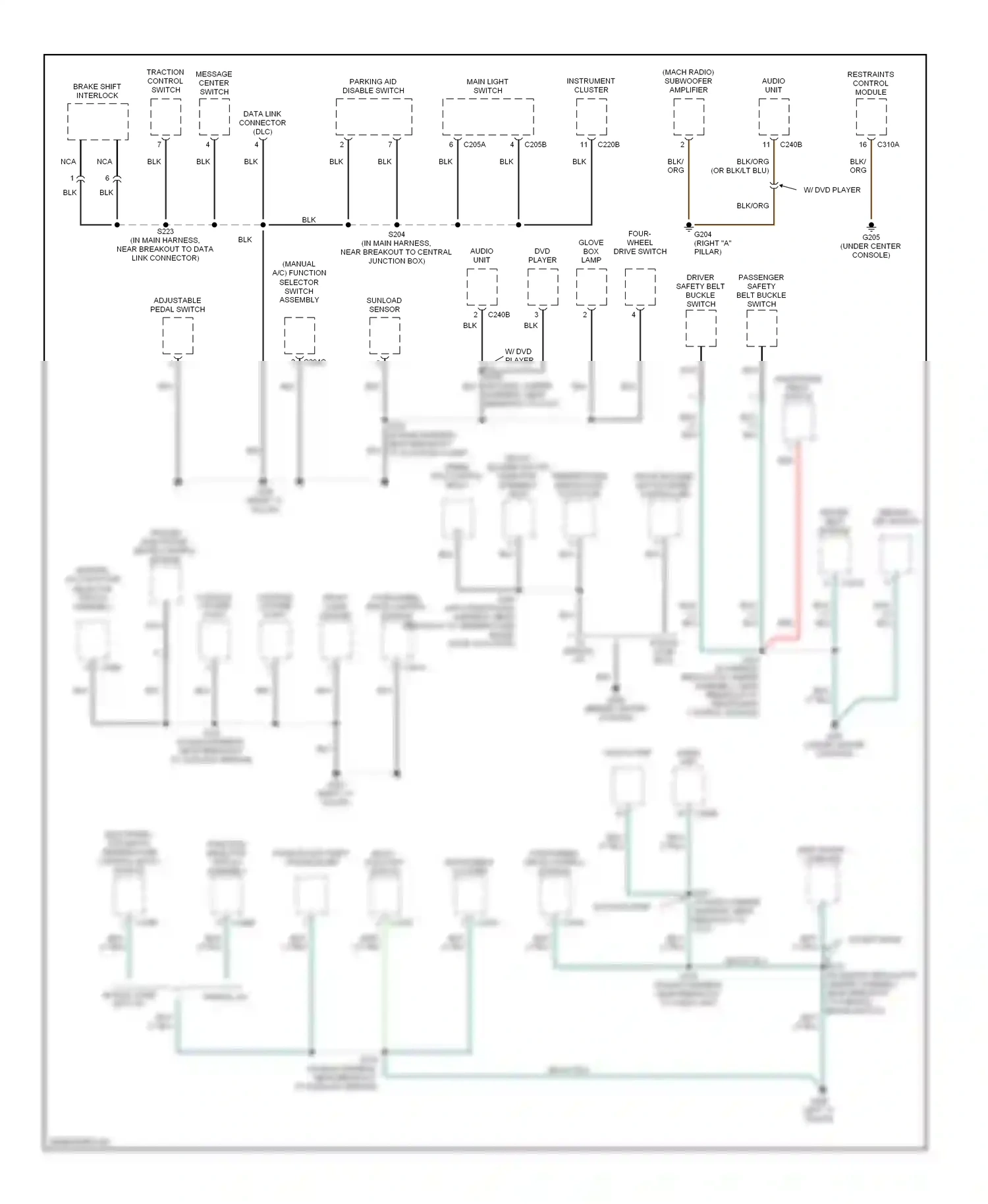 Mercury Mountaineer II (2001-2005) (manual a/c) function selector switch assembly wiring diagram  (1 of 1)