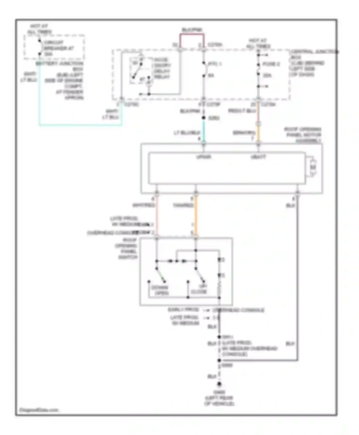 Wiring diagram roof opening panel switch for Mercury Mountaineer II (2001-2005) (2 of 2)